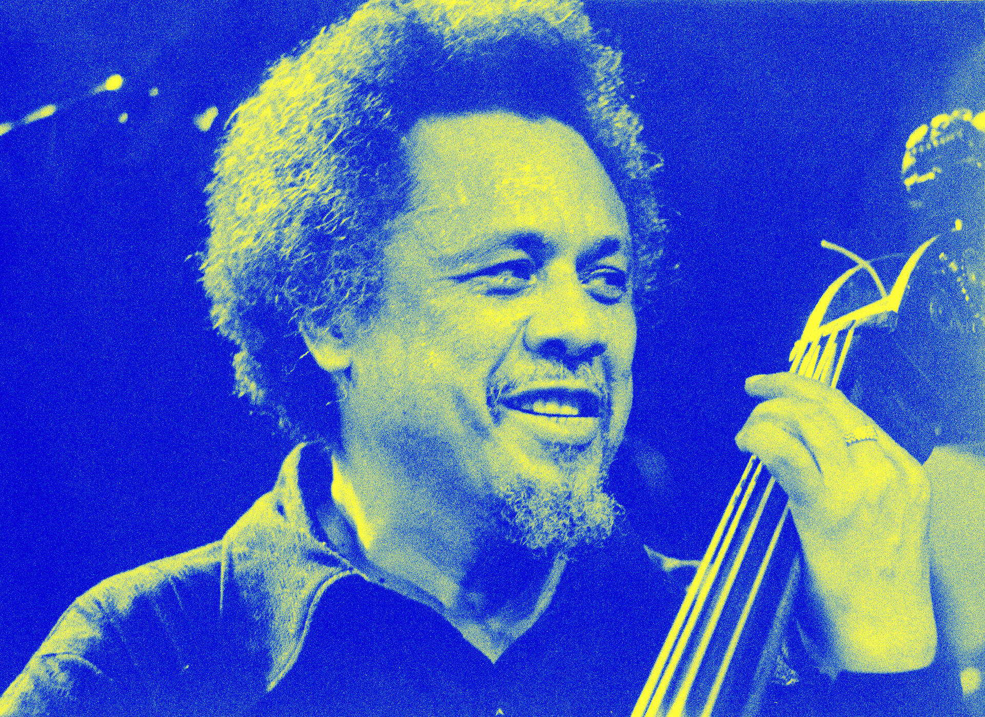 Charles Mingus, cello, vibrant blue, Full HD Desktop Wallpaper