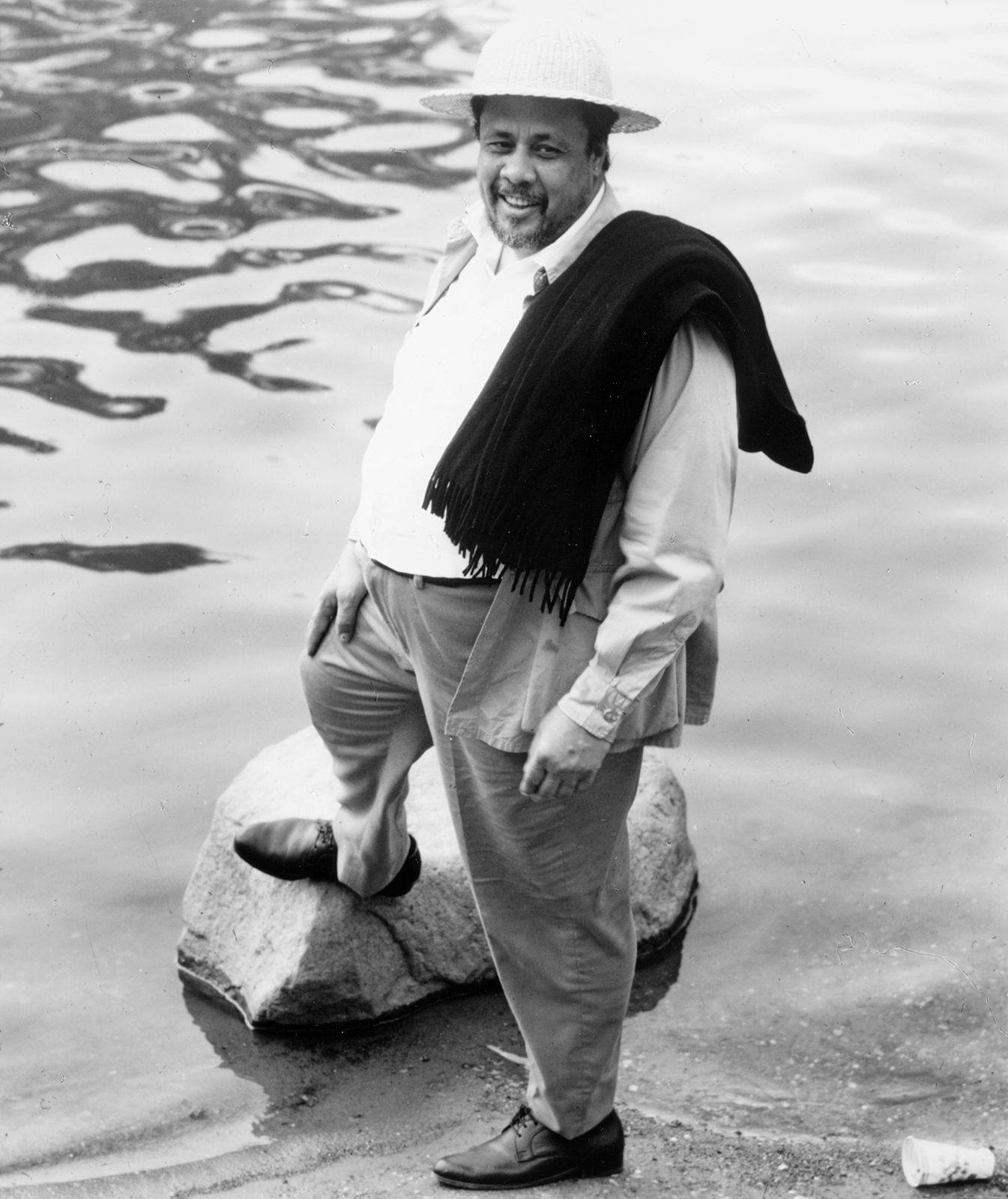 Charles Mingus, white hat, scarf, HD Phone Wallpaper