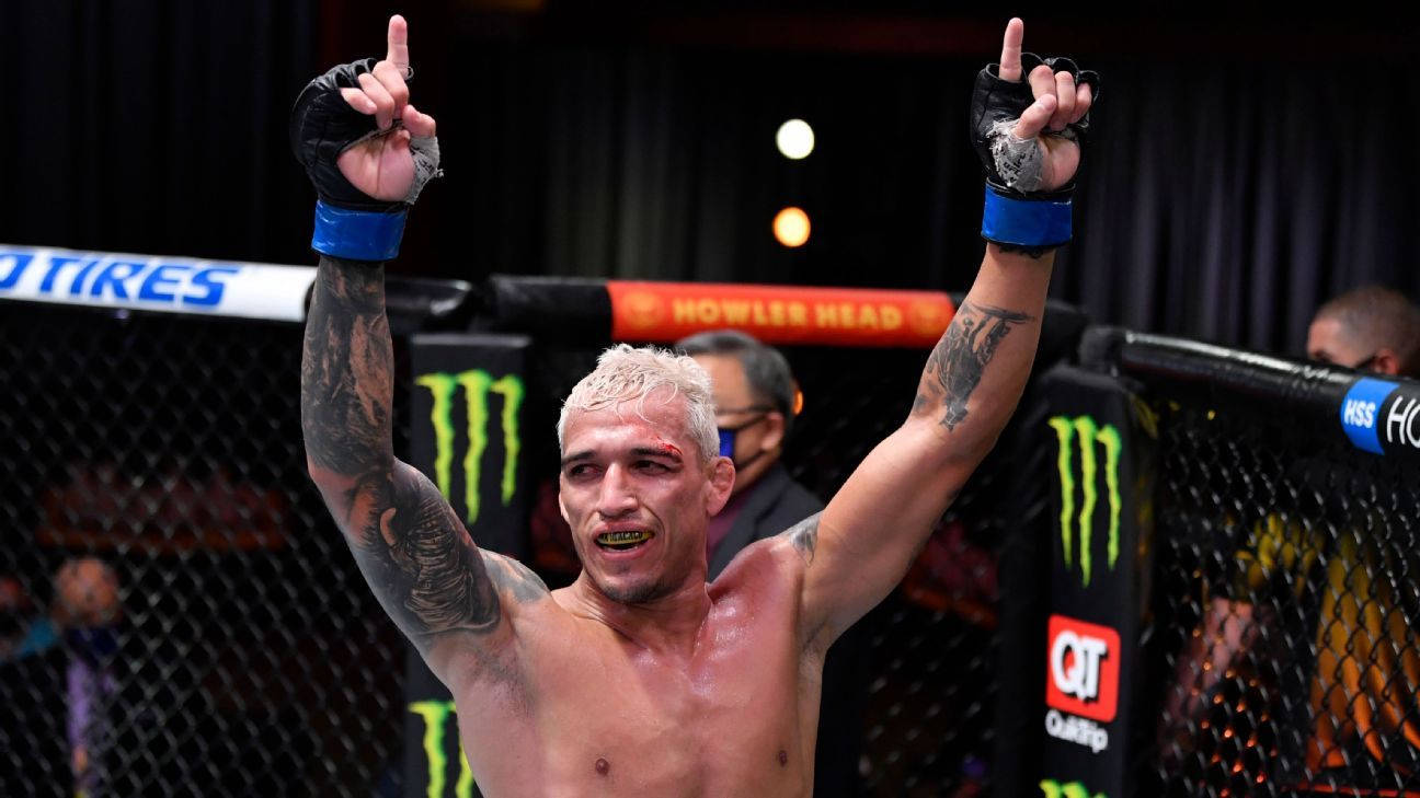 Charles Oliveira, cage, sponsor logos, HD Desktop Wallpaper