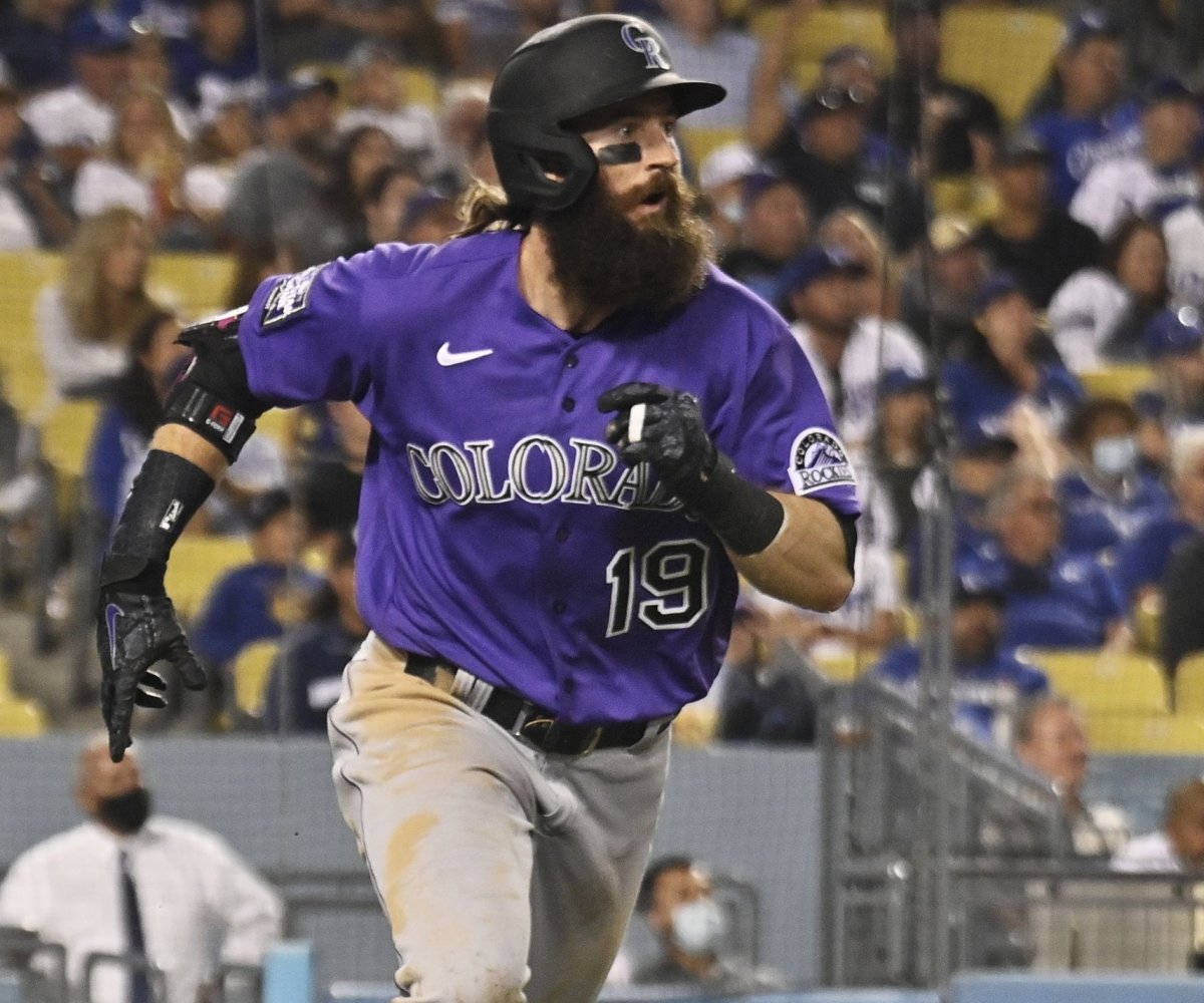 Charlie Blackmon, purple Colorado jersey, home plate, SD Desktop Wallpaper