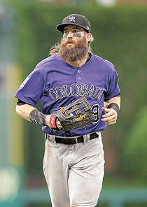 Charlie Blackmon, purple Colorado jersey, bearded baseball player, SD Phone Wallpaper