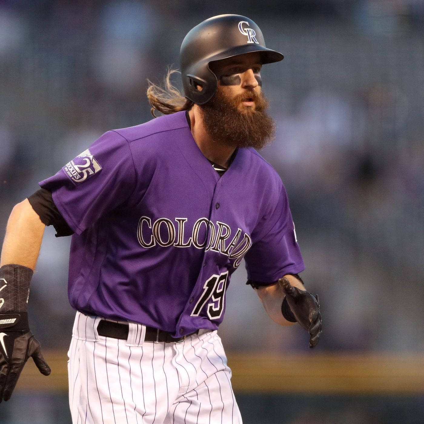 Charlie Blackmon, purple Colorado jersey, night game, HD Desktop Wallpaper