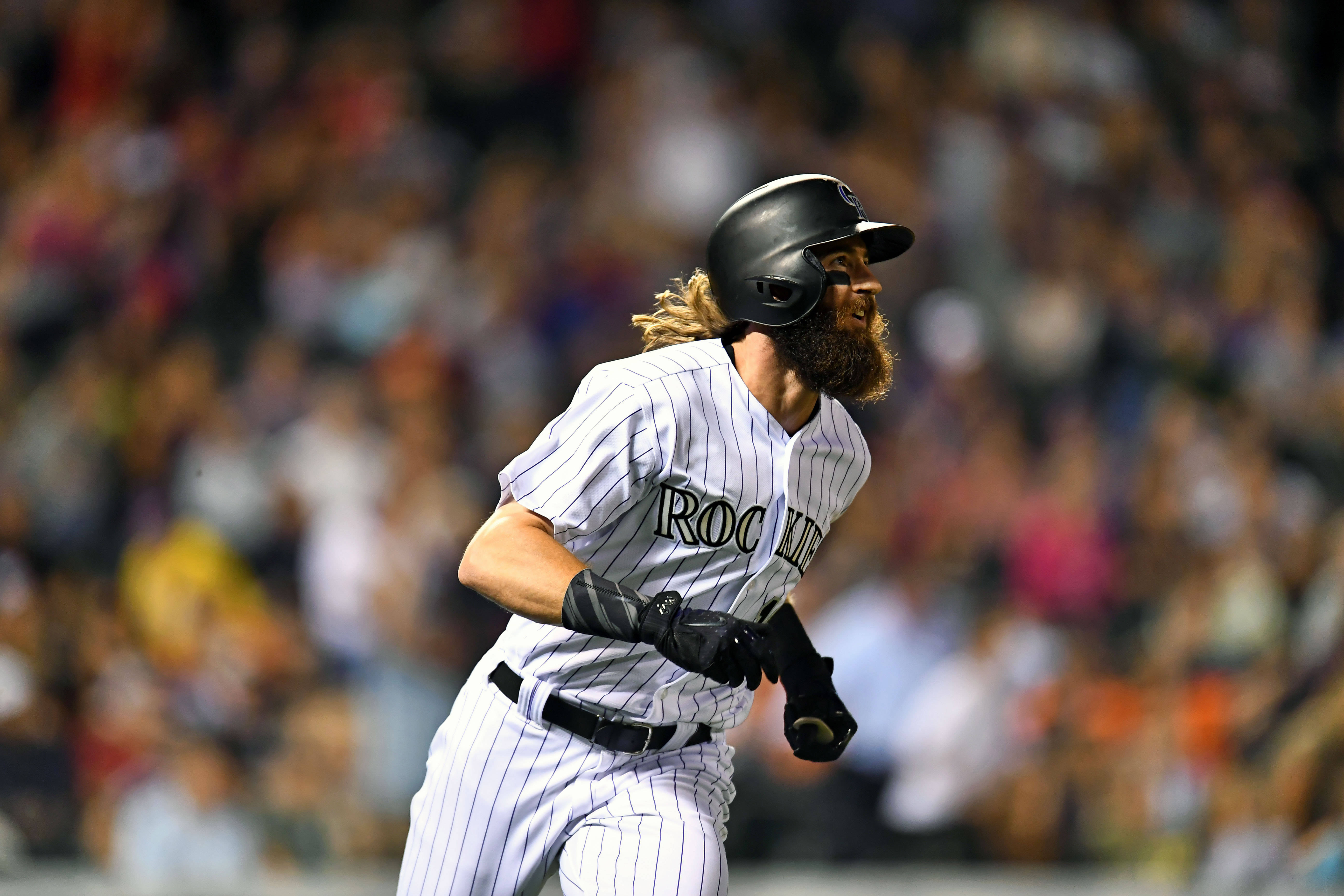 Charlie Blackmon, pinstripe uniform, bat, 5K Desktop Wallpaper