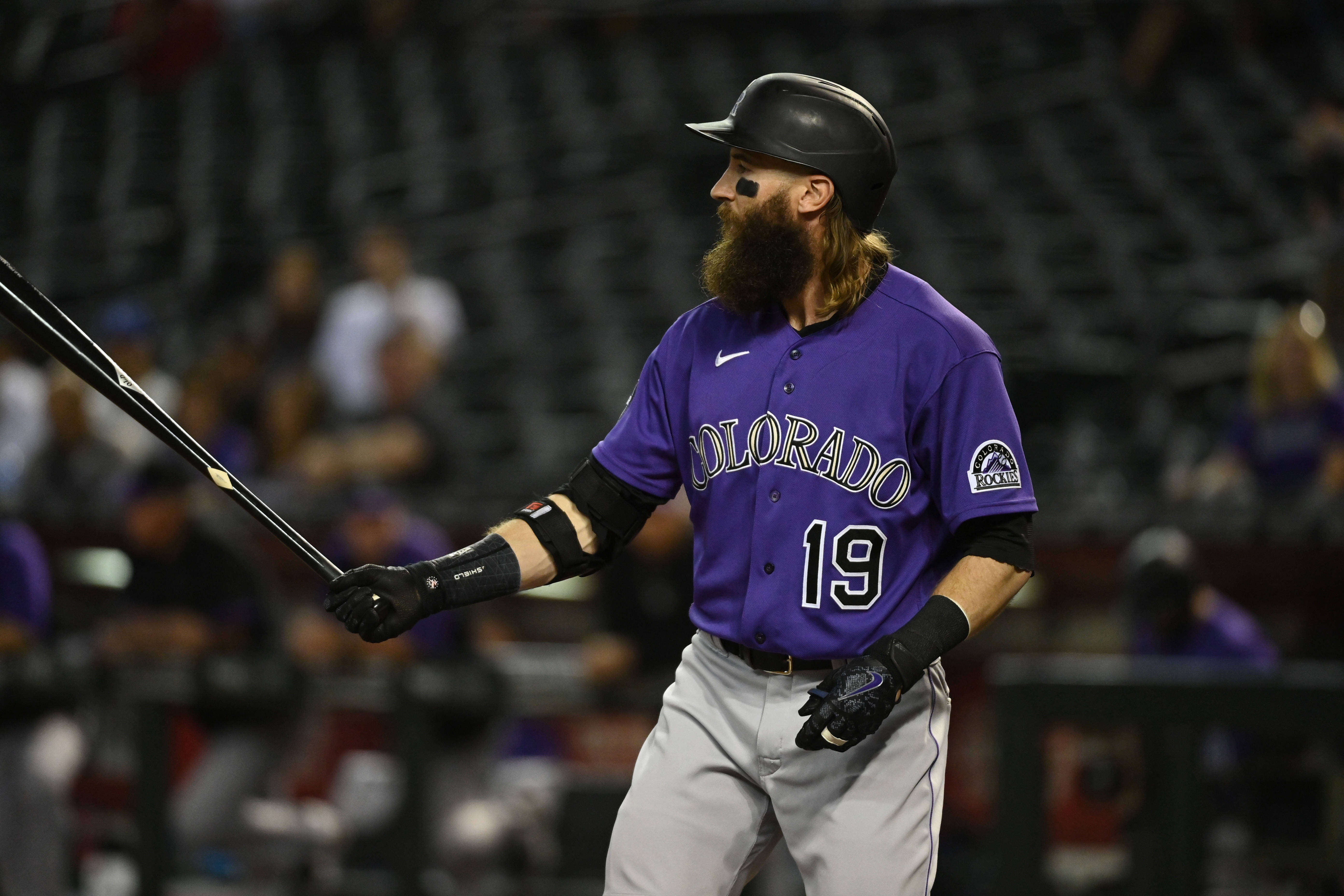 Charlie Blackmon, purple Colorado jersey, bat, 5K Desktop Wallpaper
