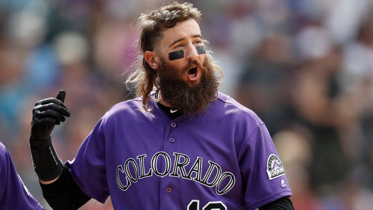Charlie Blackmon, purple Colorado jersey, bearded baseball player, SD Desktop Wallpaper