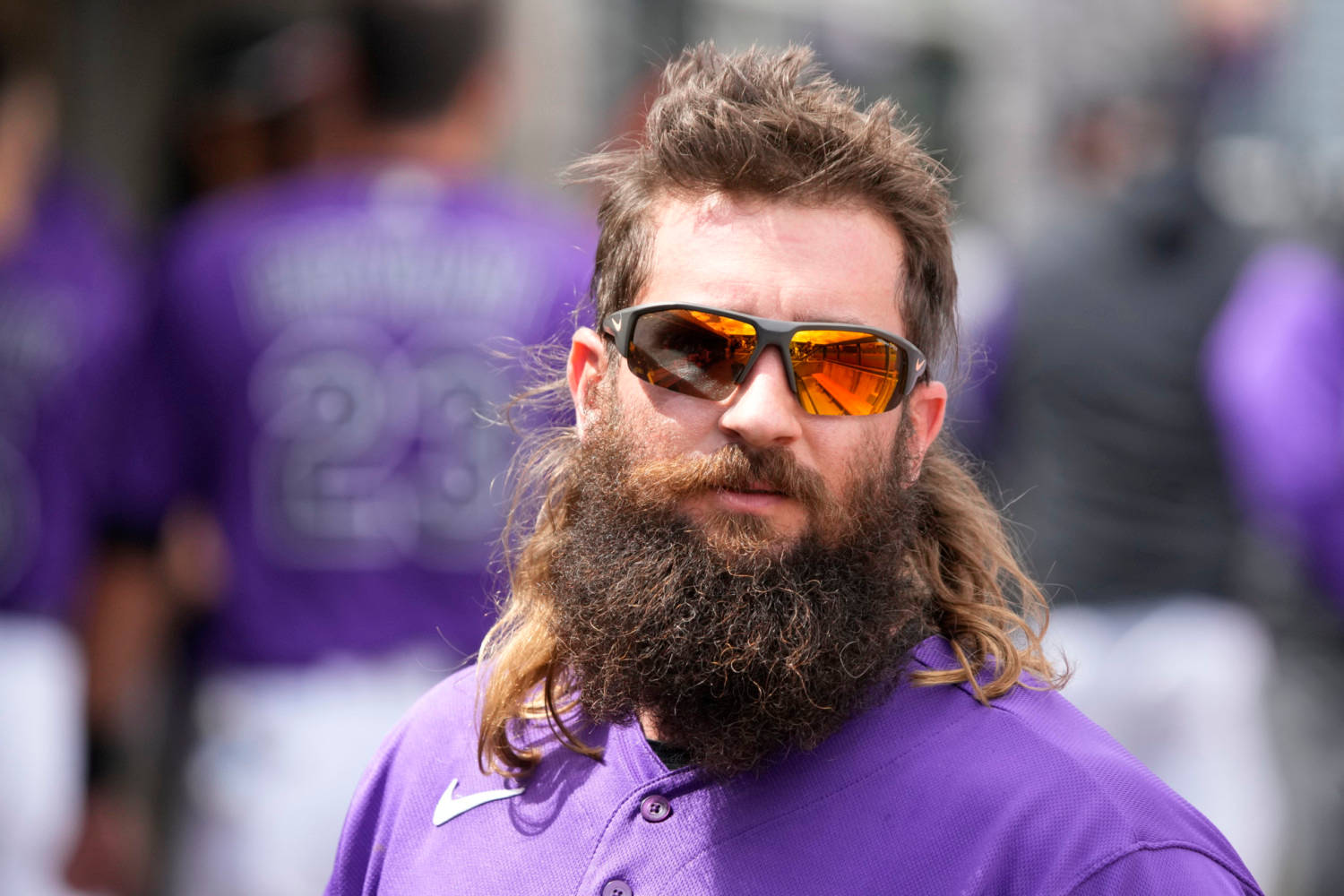 Charlie Blackmon, purple jersey, orange-tinted sunglasses, HD Desktop Wallpaper