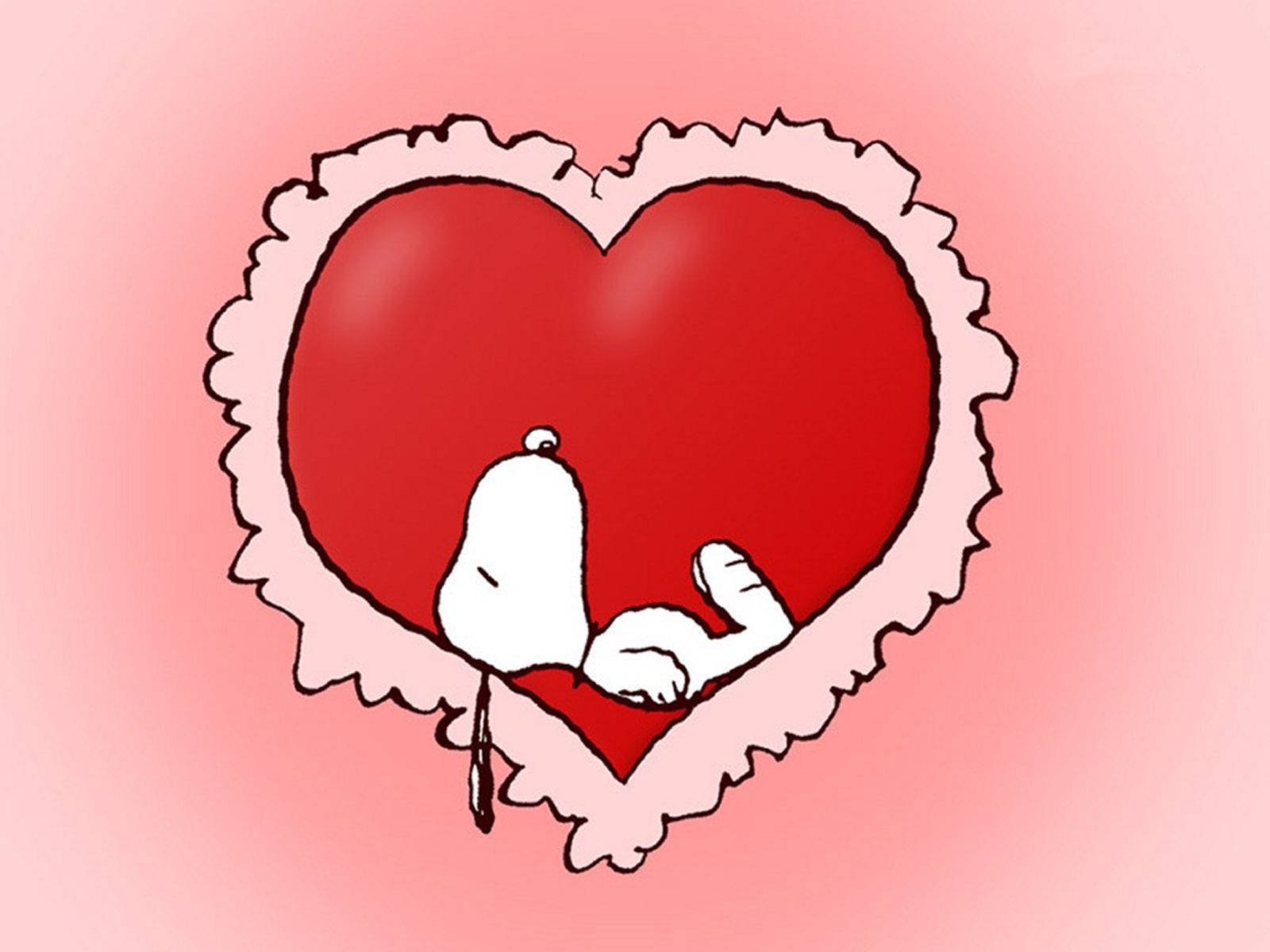 Charlie Brown, red heart, frilly pink border, HD Desktop Wallpaper