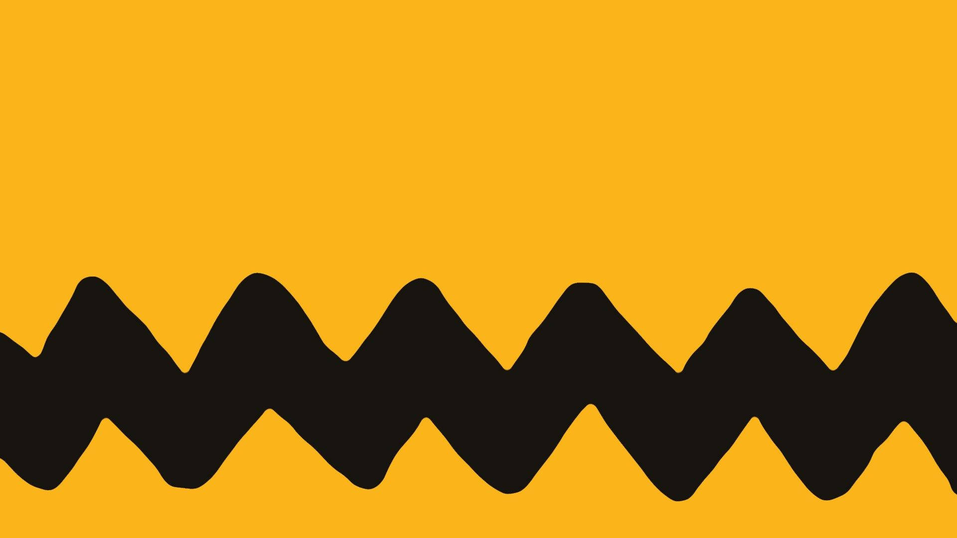 Charlie Brown, black zigzag pattern, warm yellow background, Full HD Desktop Wallpaper