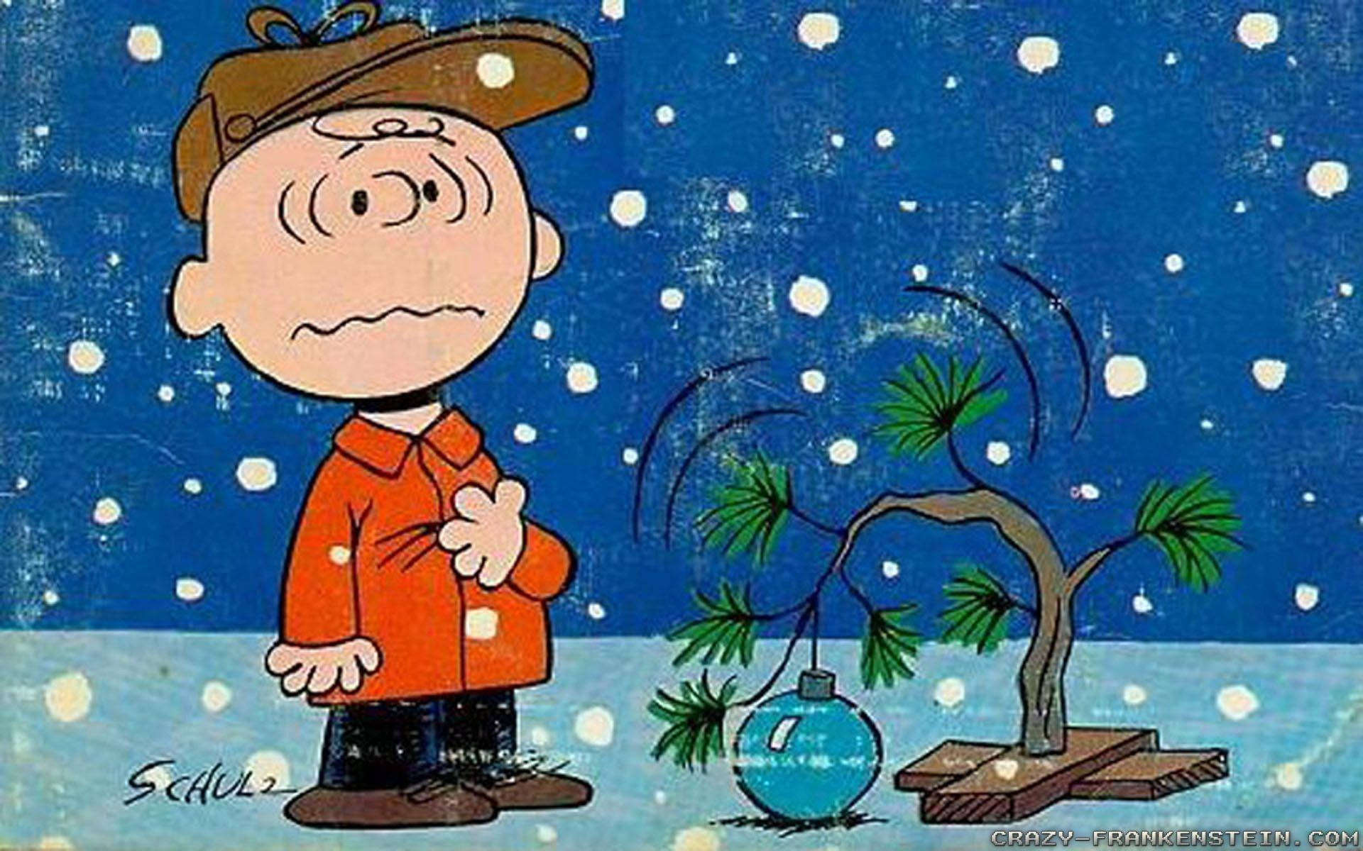 Charlie Brown, Christmas tree, blue ornament, Full HD Desktop Wallpaper