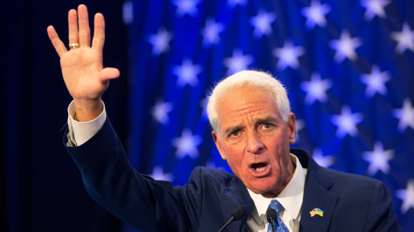 Charlie Crist, blue curtain, glowing white stars, HD Desktop Wallpaper