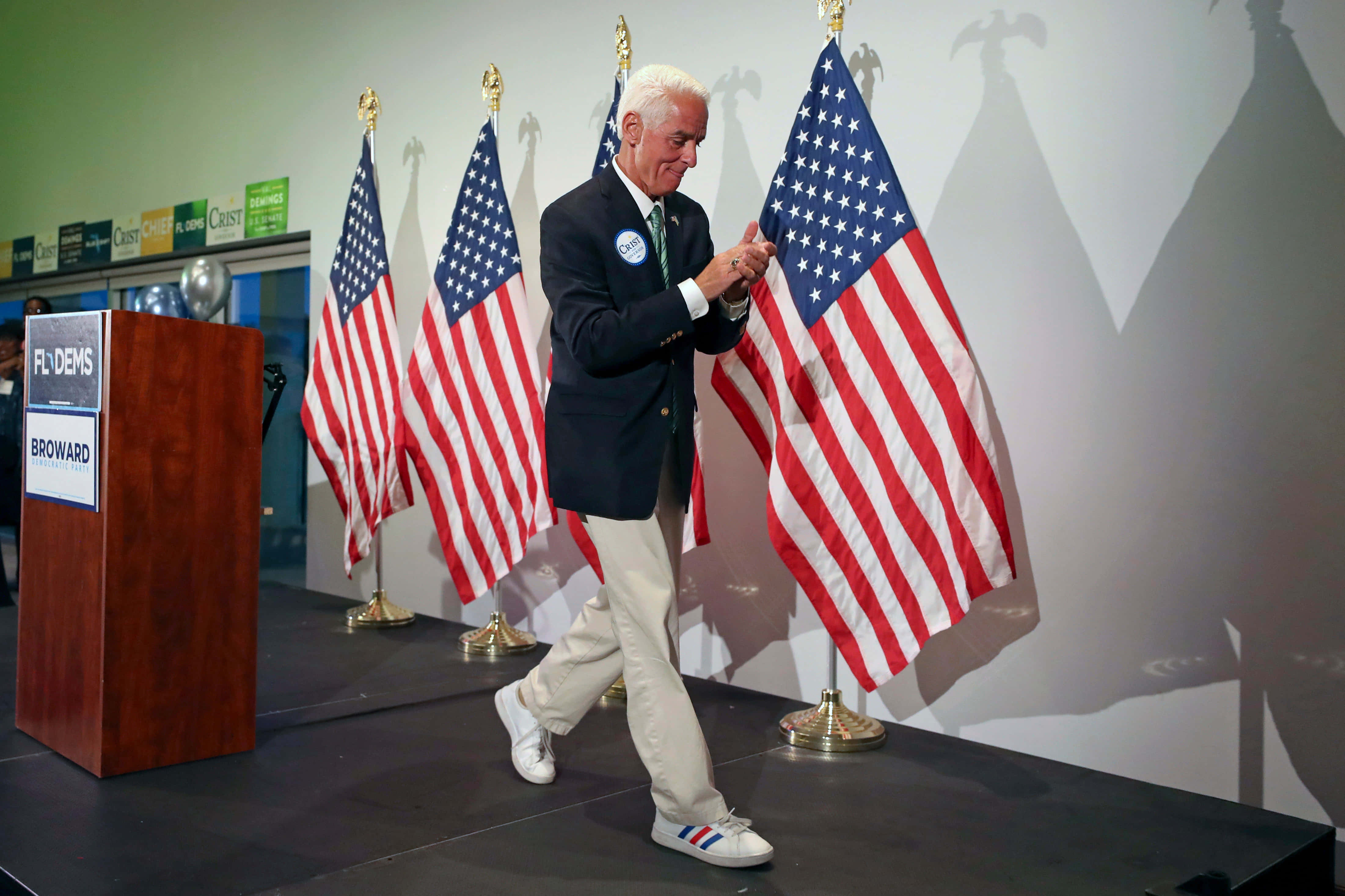 Charlie Crist, American flags, political event, 4K Desktop Wallpaper