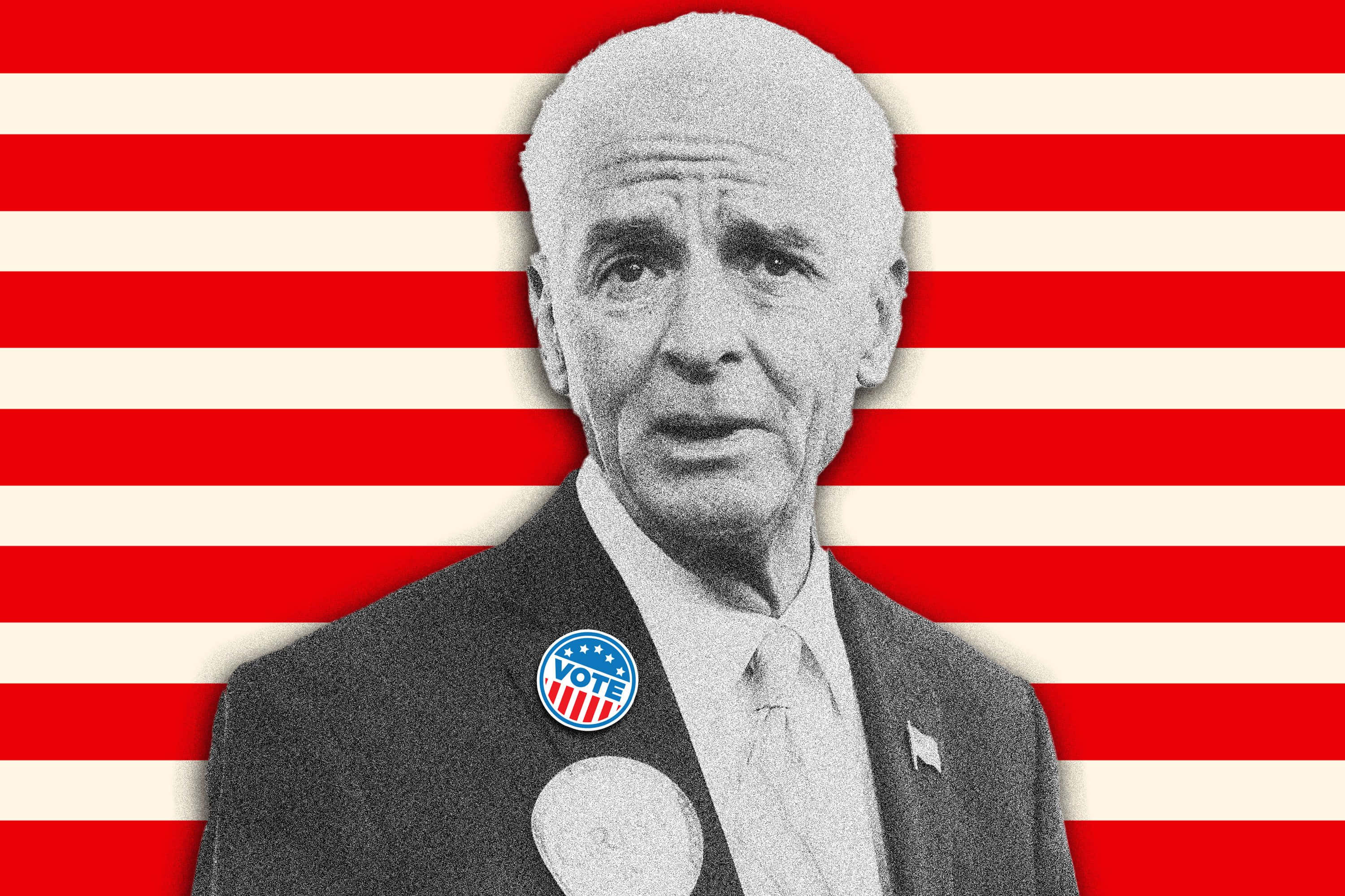 Charlie Crist, red and white striped background, black and white portrait, 2K Desktop Wallpaper