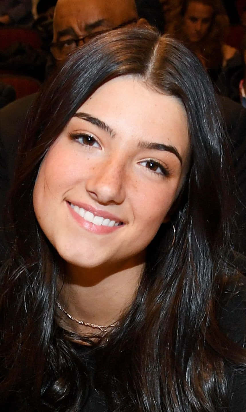 Charlie Damelio, long black hair, smiling, HD Phone Wallpaper