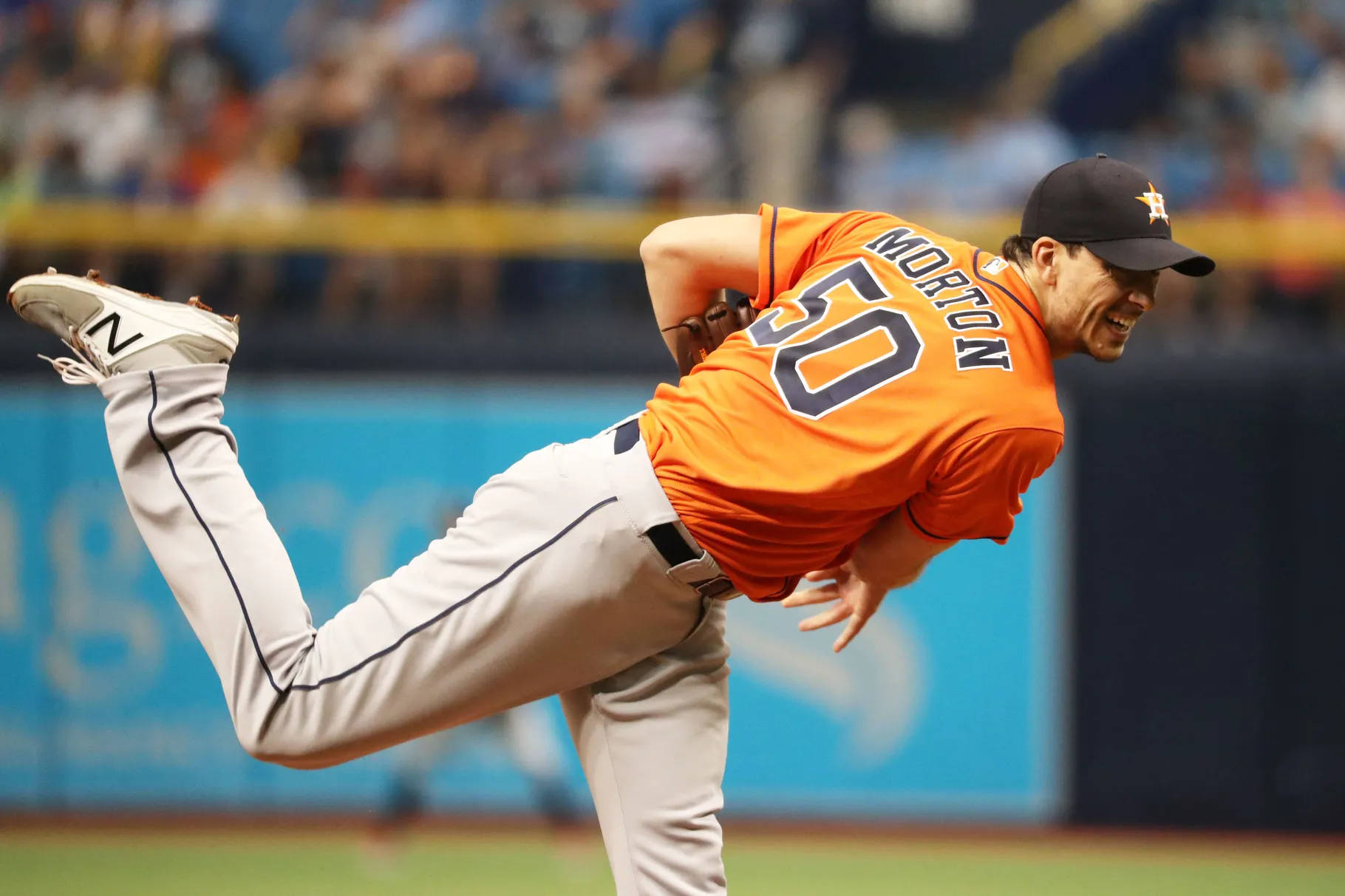 Charlie Morton, orange jersey, baseball pitcher, HD Desktop Wallpaper