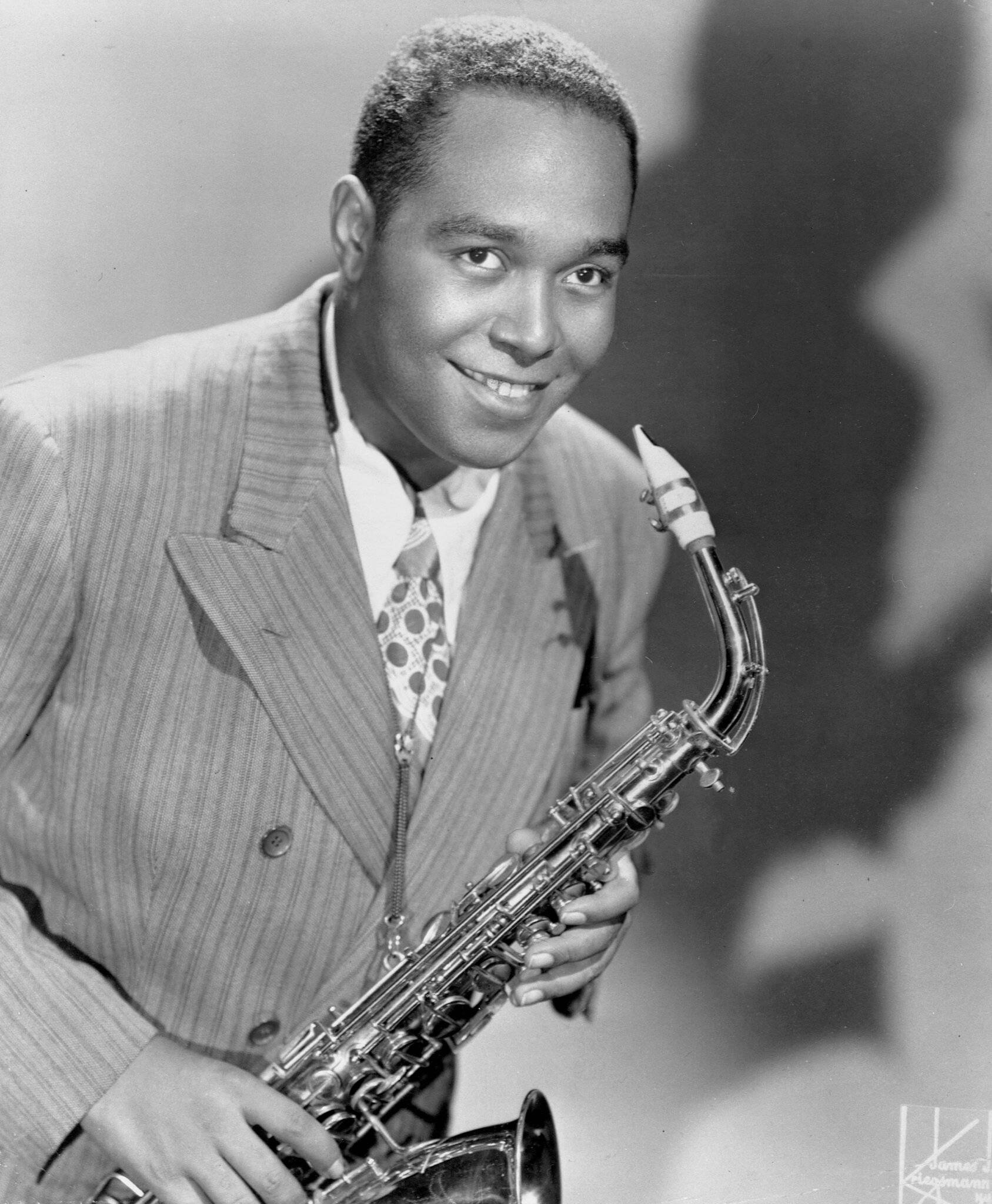 Charlie Parker, pinstripe suit, saxophone, Full HD Phone Wallpaper