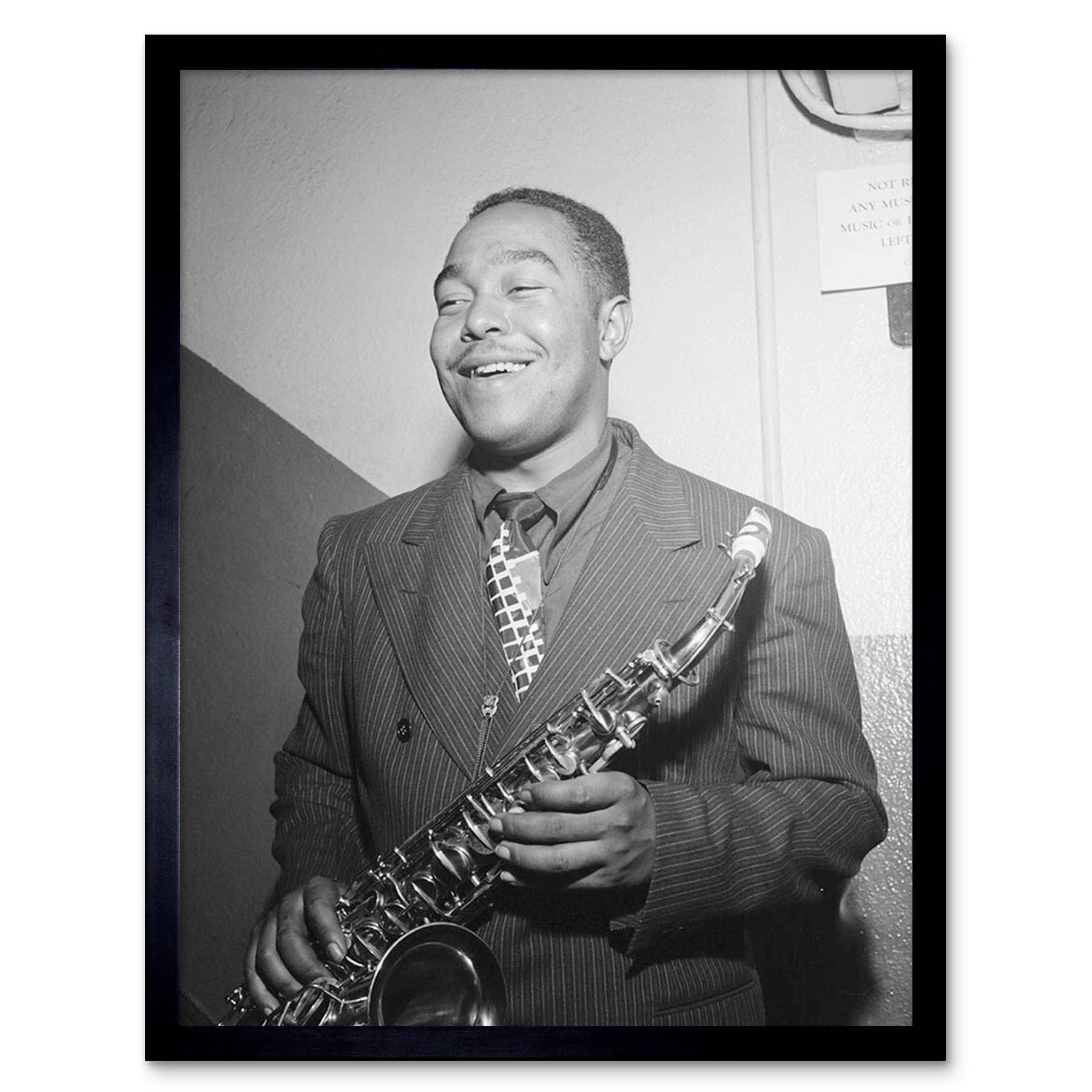 Charlie Parker, saxophone, vintage black and white portrait, HD Desktop Wallpaper