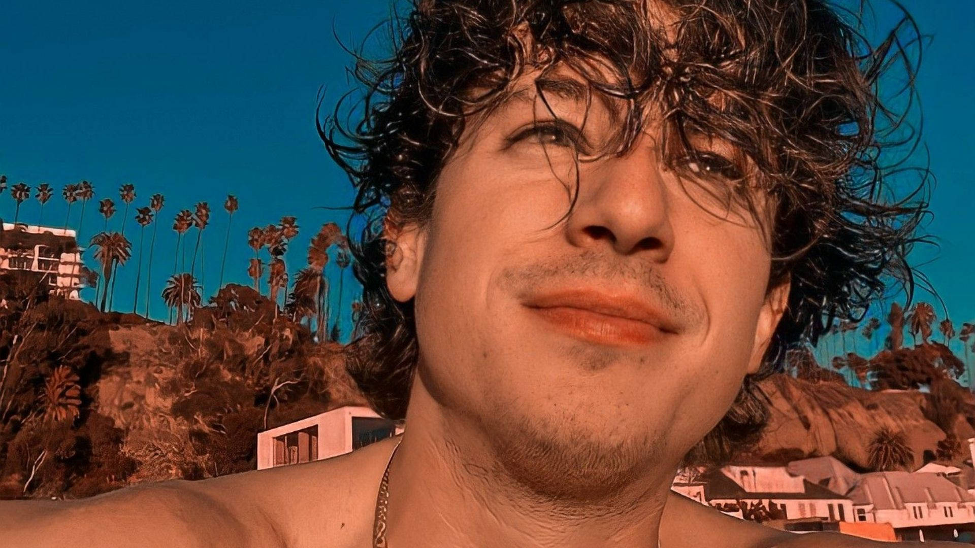 Charlie Puth, beach, palm trees, Full HD Desktop Wallpaper