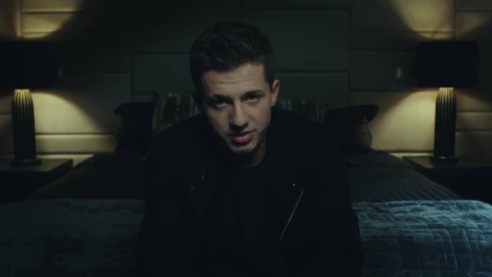 Charlie Puth, dark room, black jacket, Full HD Desktop Wallpaper