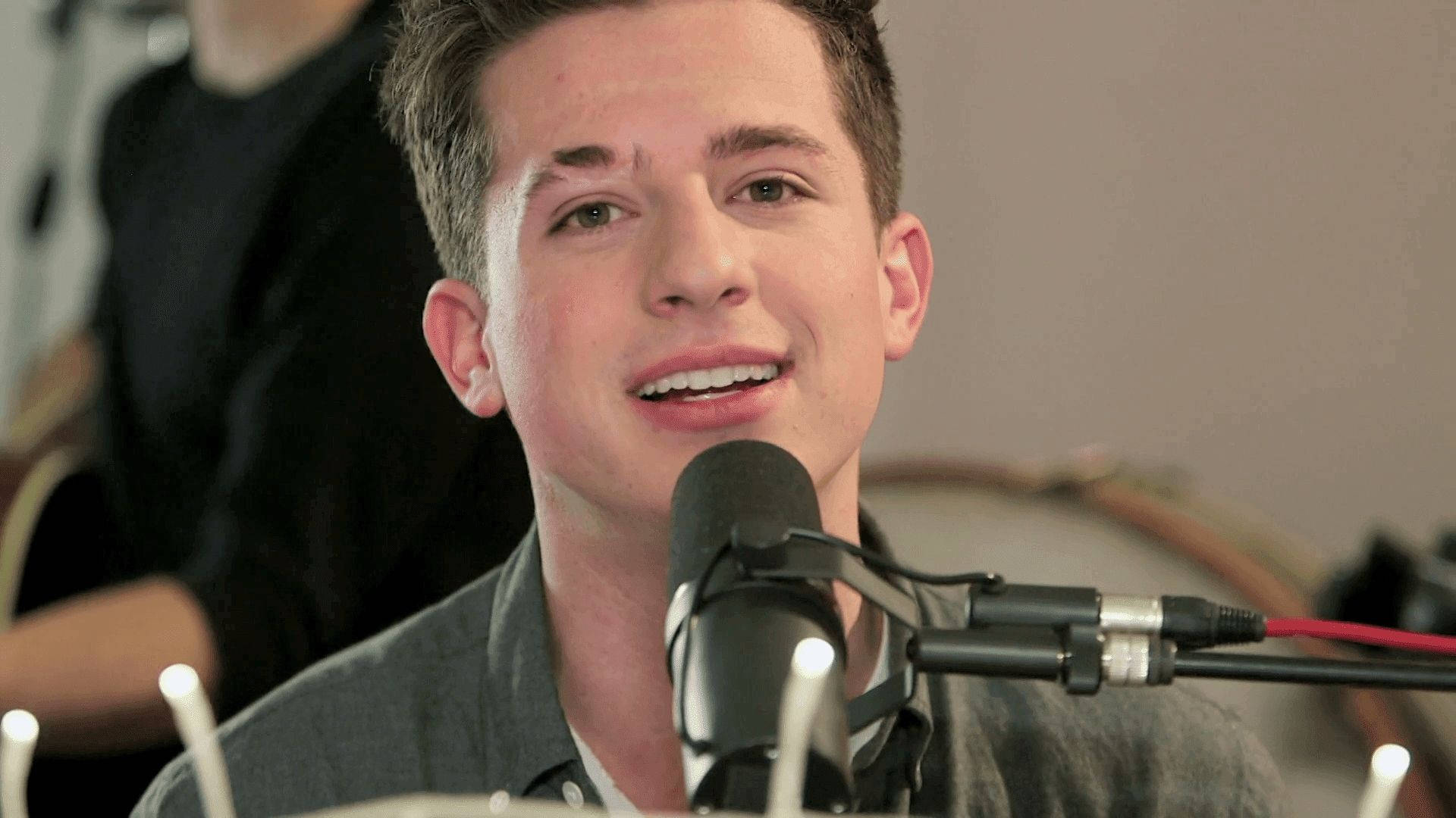 Charlie Puth, microphone, music studio, Full HD Desktop Wallpaper