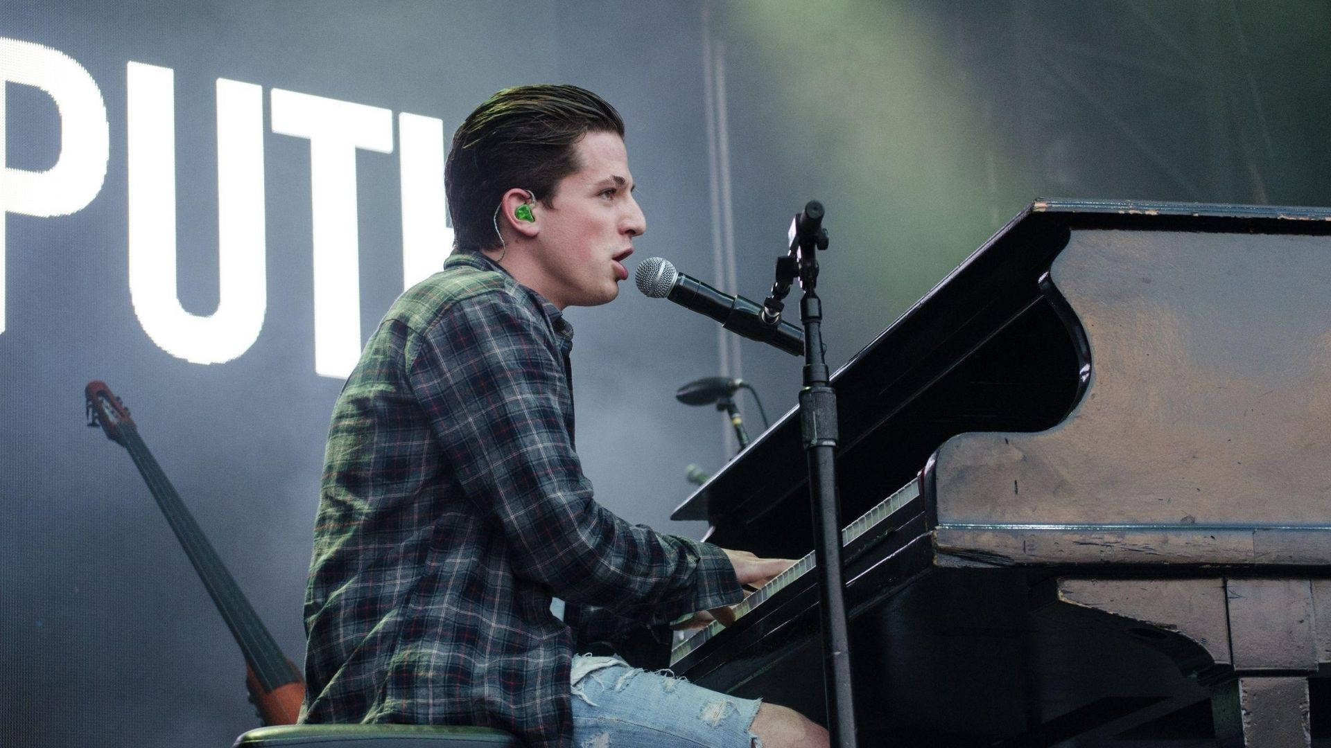 Charlie Puth, grand piano, stage, Full HD Desktop Wallpaper