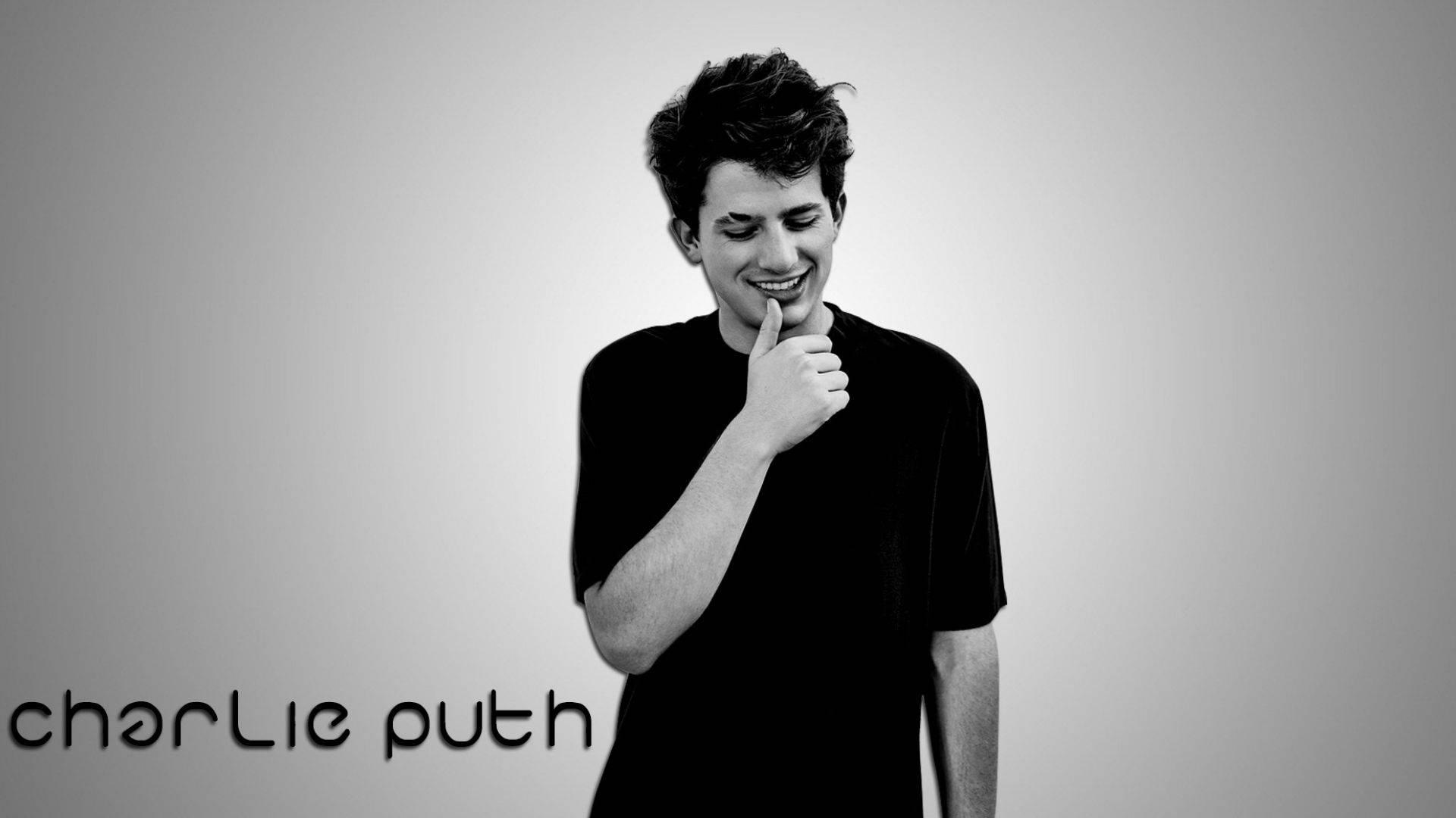 Charlie Puth, smile on lips, black and white portrait, Full HD Desktop Wallpaper