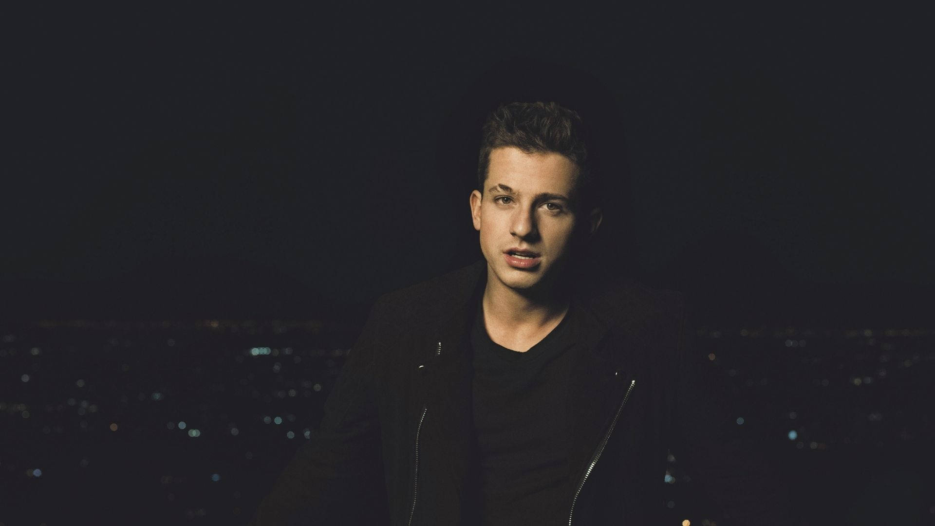 Charlie Puth, cityscape, dark cityscape, Full HD Desktop Wallpaper