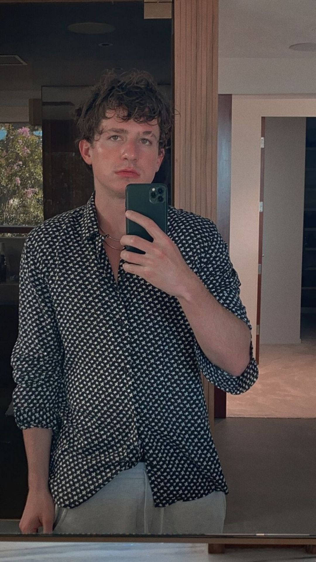 Charlie Puth, mirror selfie, curly hair, Full HD Phone Wallpaper