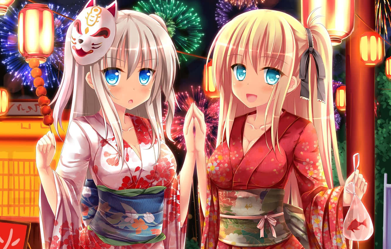 Charlotte Anime, kimono, colorful kimonos, HD Desktop Wallpaper
