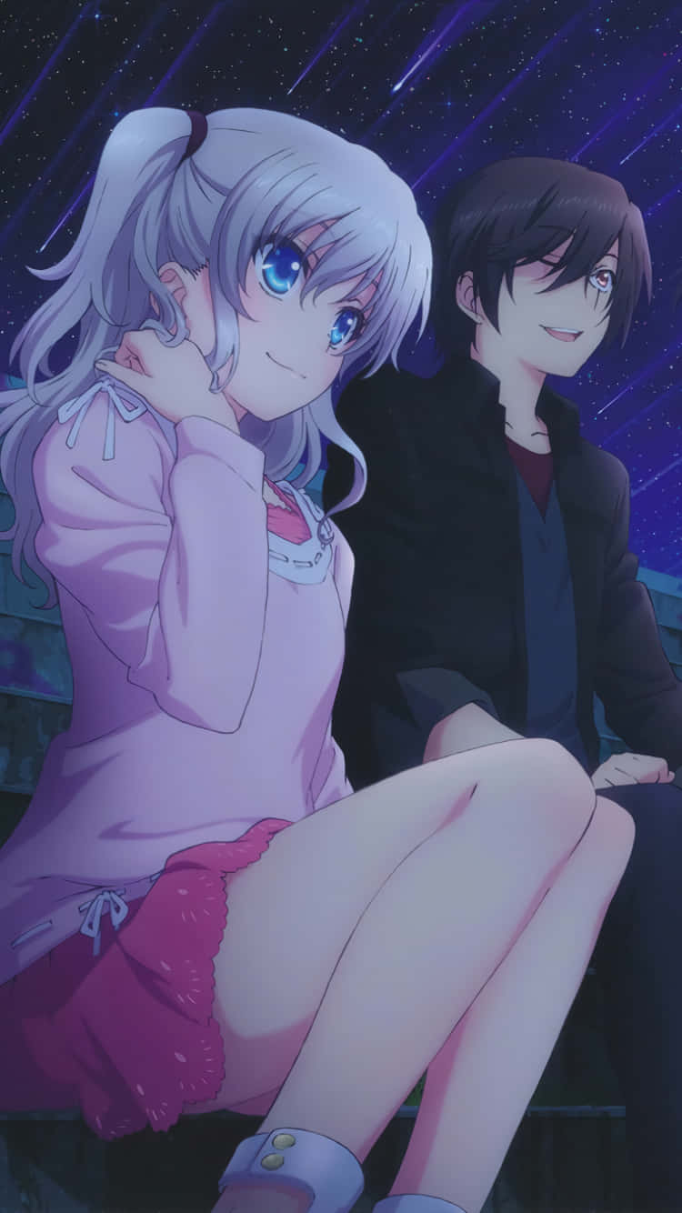 Charlotte Anime, starry night sky, shooting stars, HD Phone Wallpaper