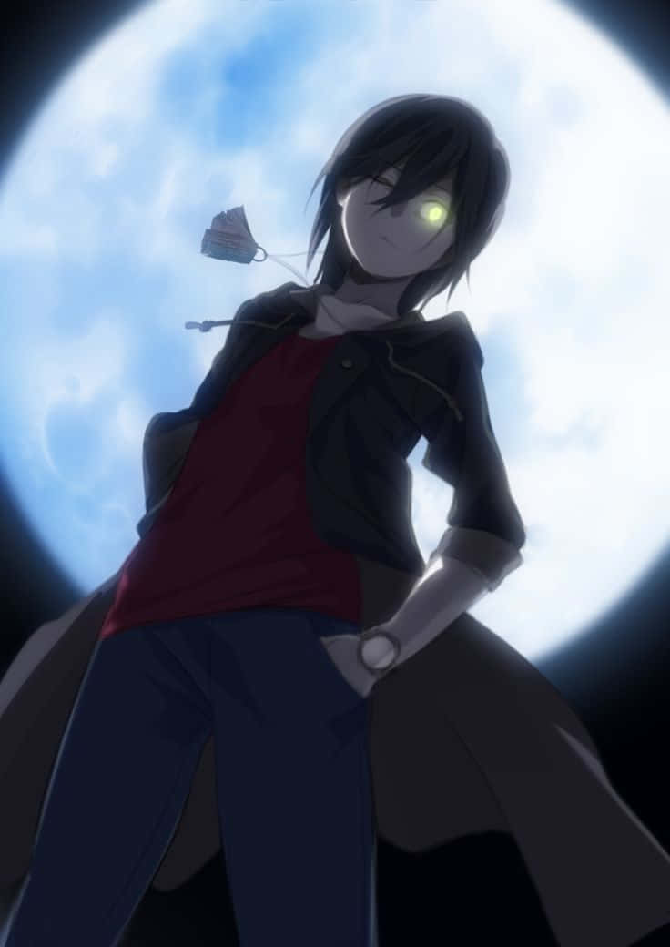 Charlotte Anime, moon, glowing eye, SD Phone Wallpaper