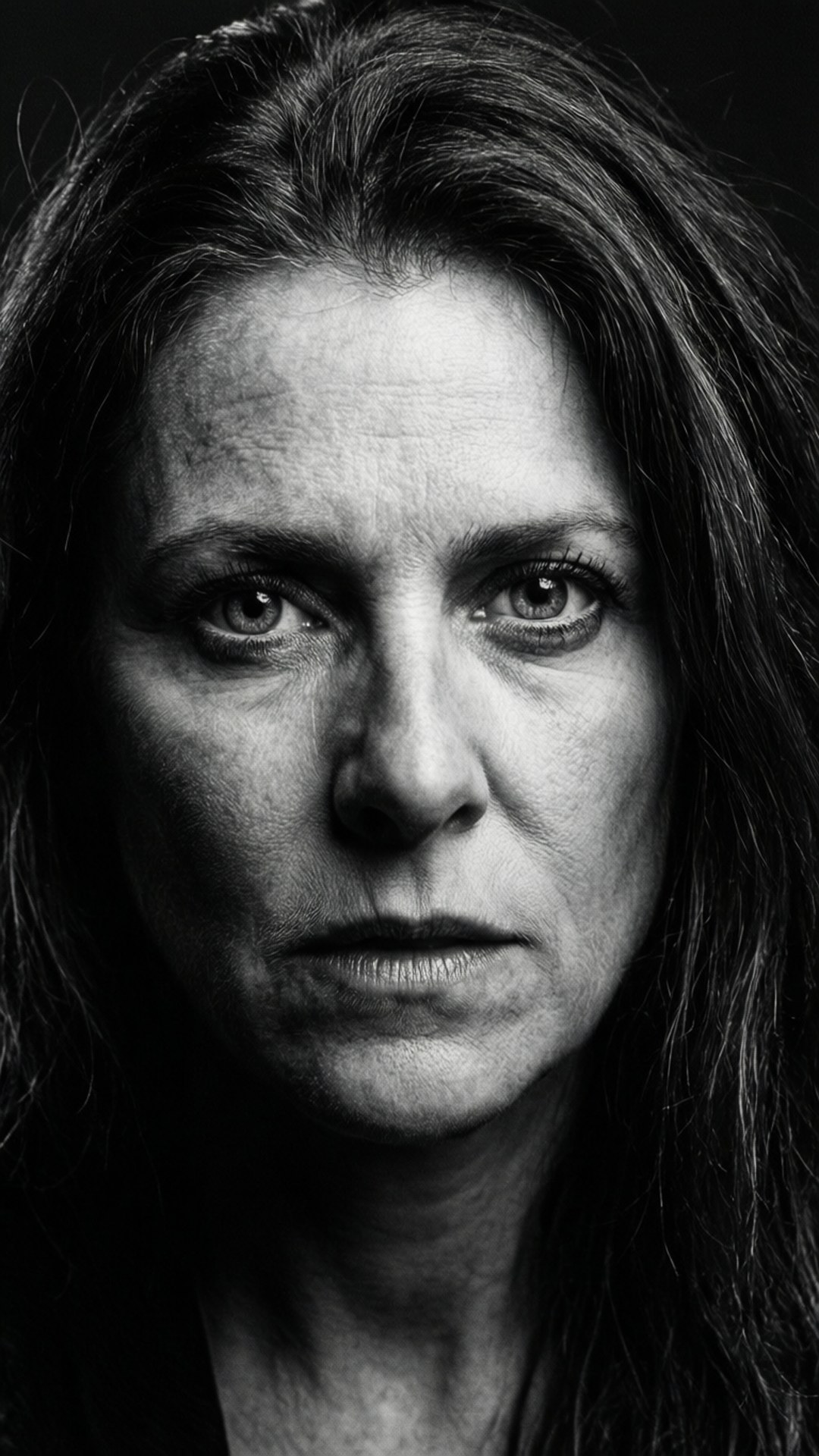 Charlotte Arnold, black and white, intense gaze, Full HD Phone Wallpaper