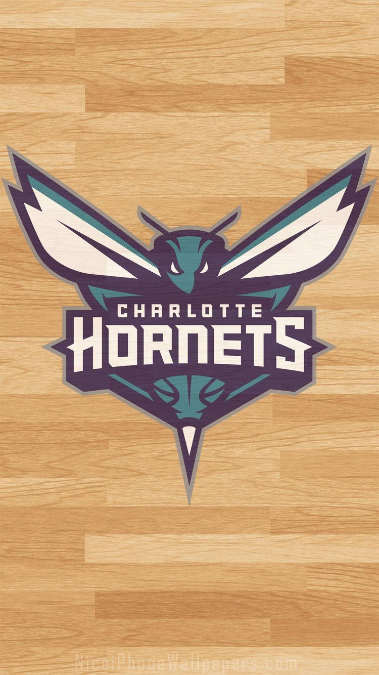 Charlotte Hornets logo, light wood, basketball court floor, HD Phone Wallpaper