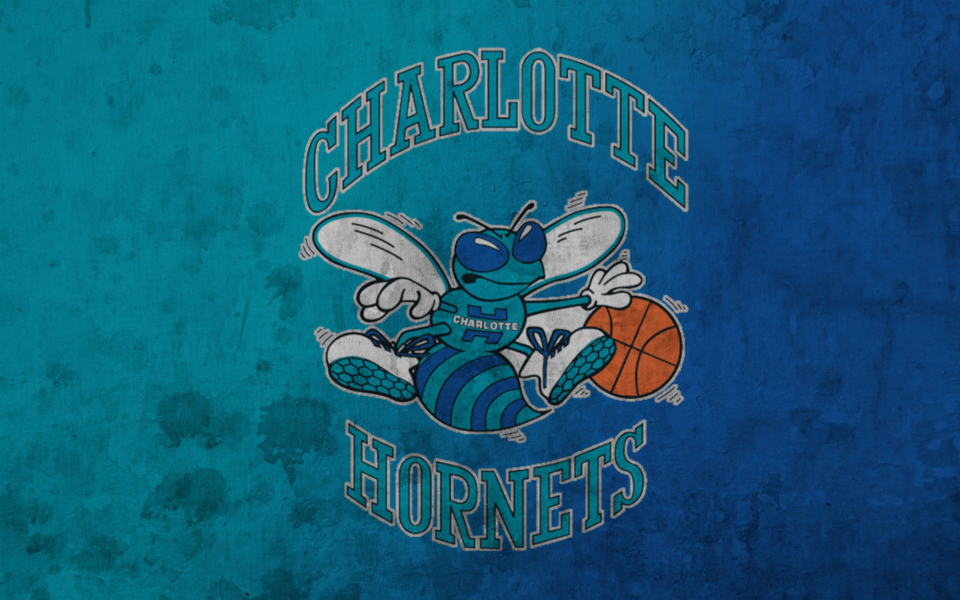 Charlotte Hornets, vintage Charlotte Hornets logo, cartoon hornet, Full HD Desktop Wallpaper