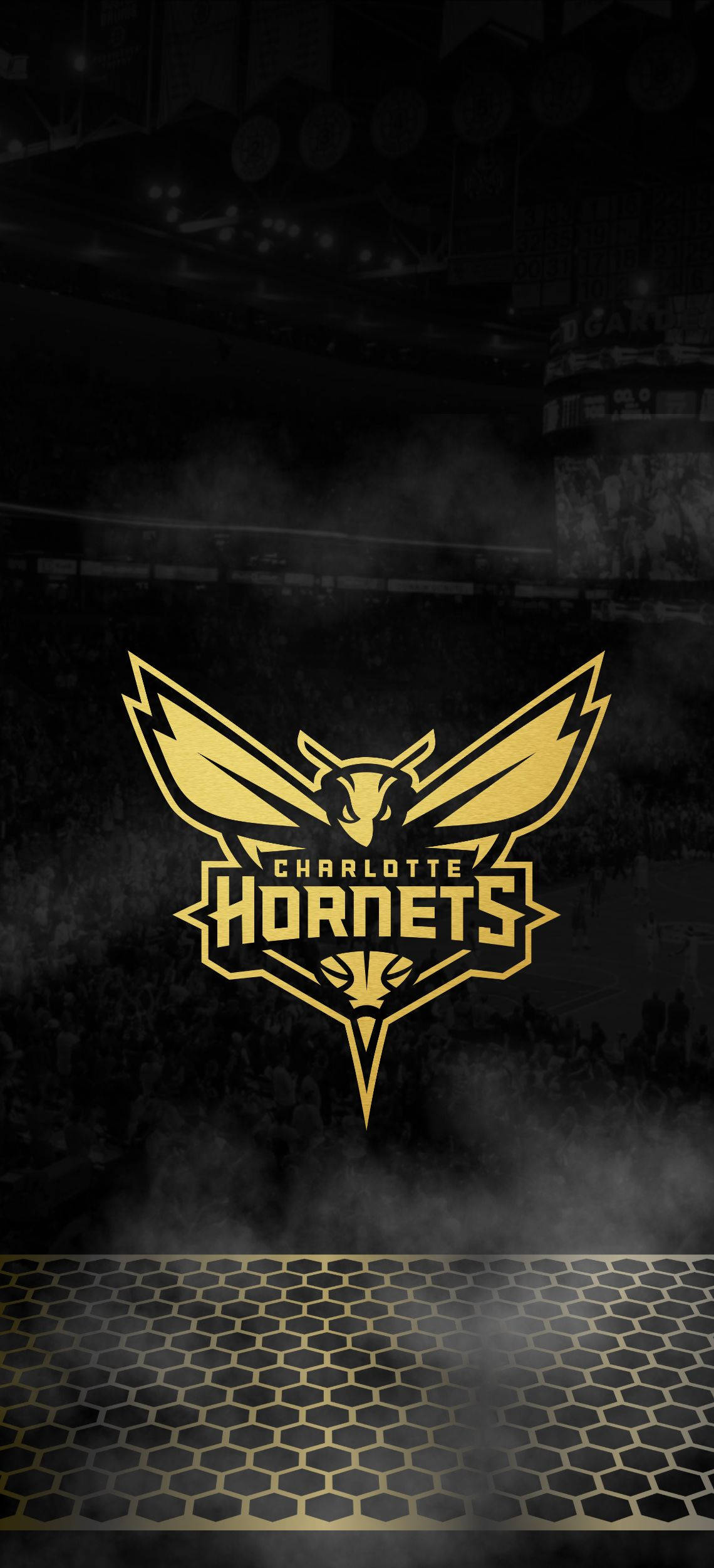 Charlotte Hornets, black, Golden Charlotte Hornets logo, Full HD Phone Wallpaper