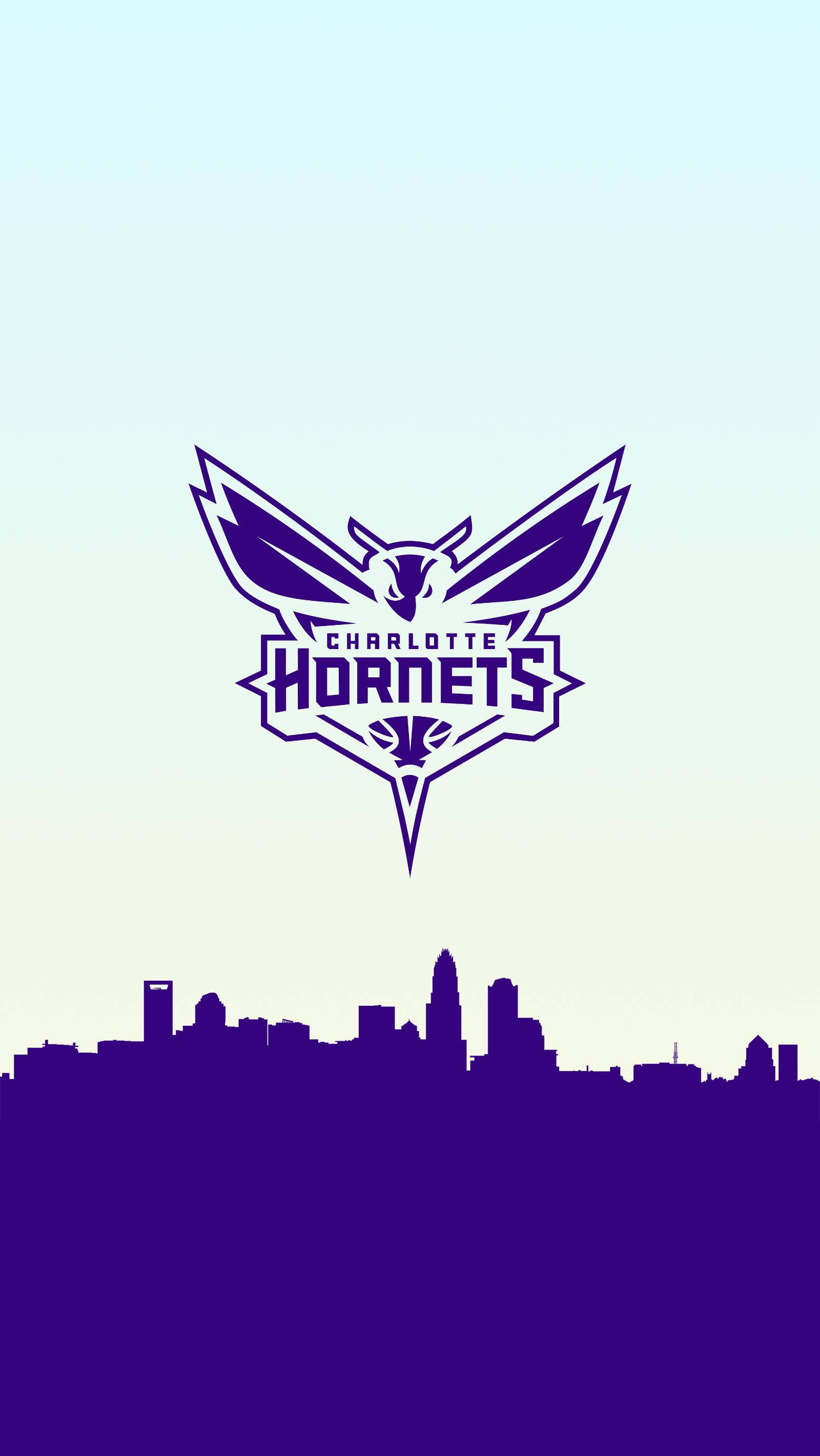 Charlotte Hornets, purple and white, city skyline silhouette, 2K Phone Wallpaper