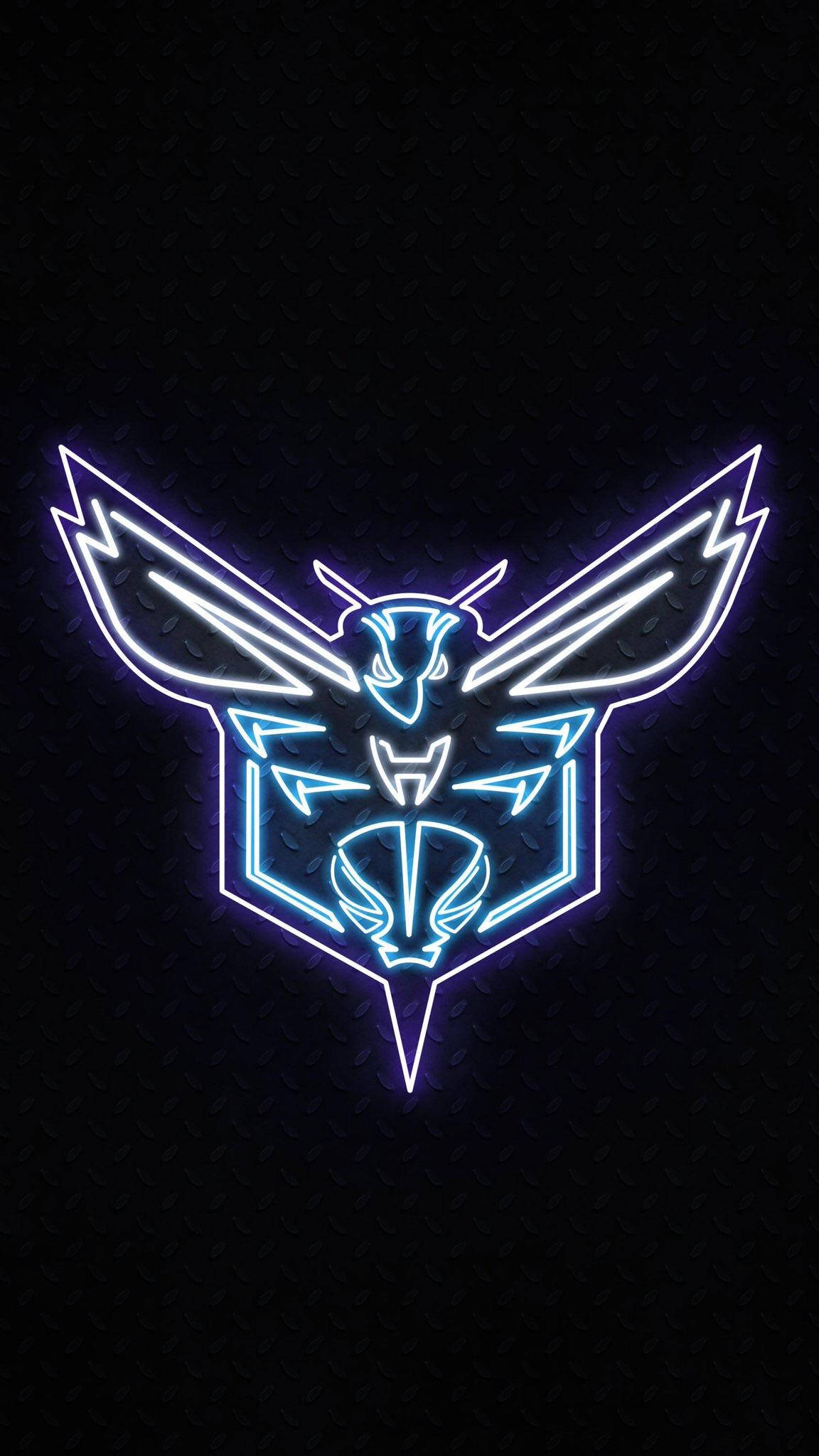 Charlotte Hornets, neon blue, white, Full HD Phone Wallpaper