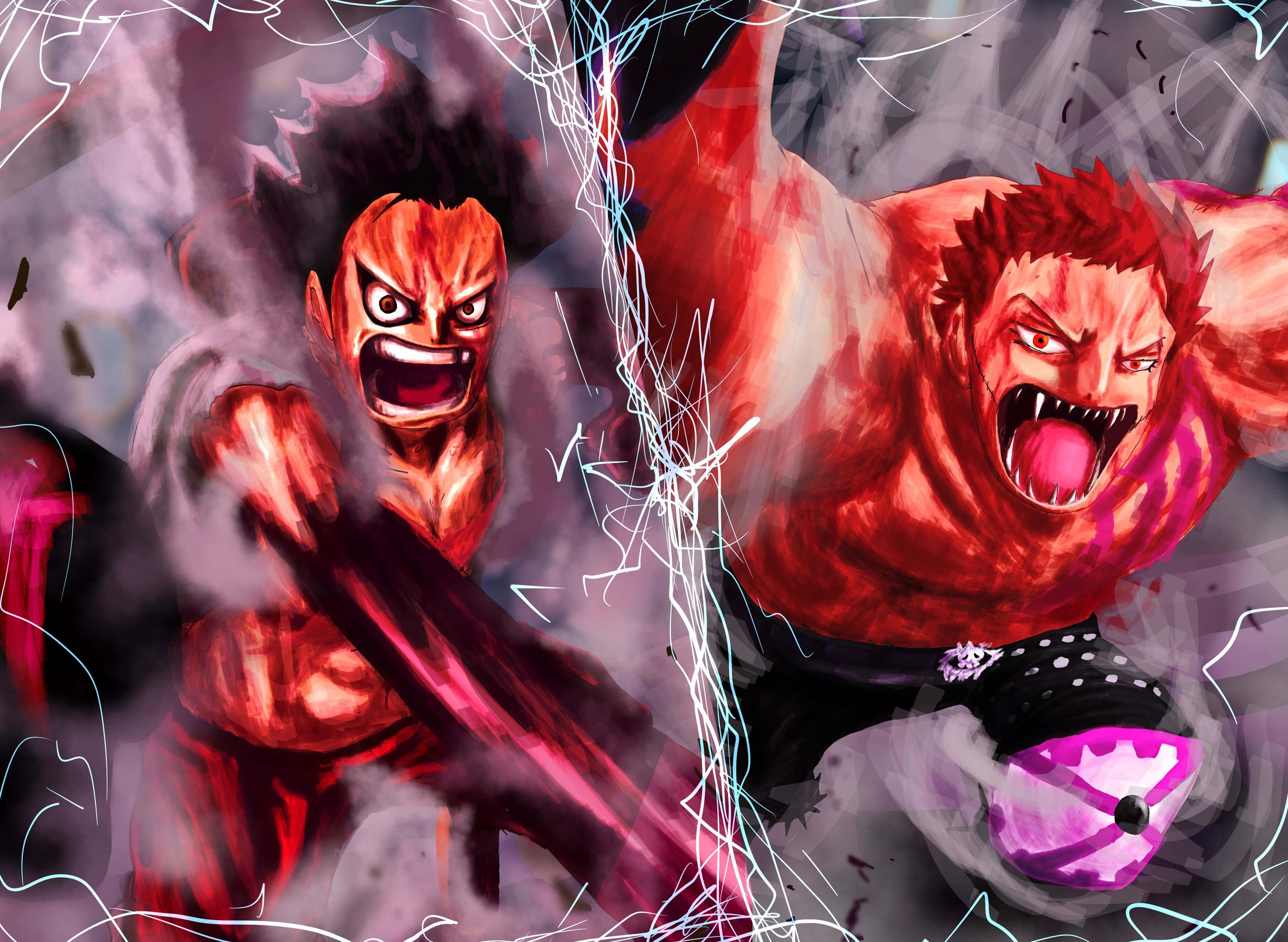 Charlotte Katakuri, red fury, glowing energy, 4K Desktop Wallpaper