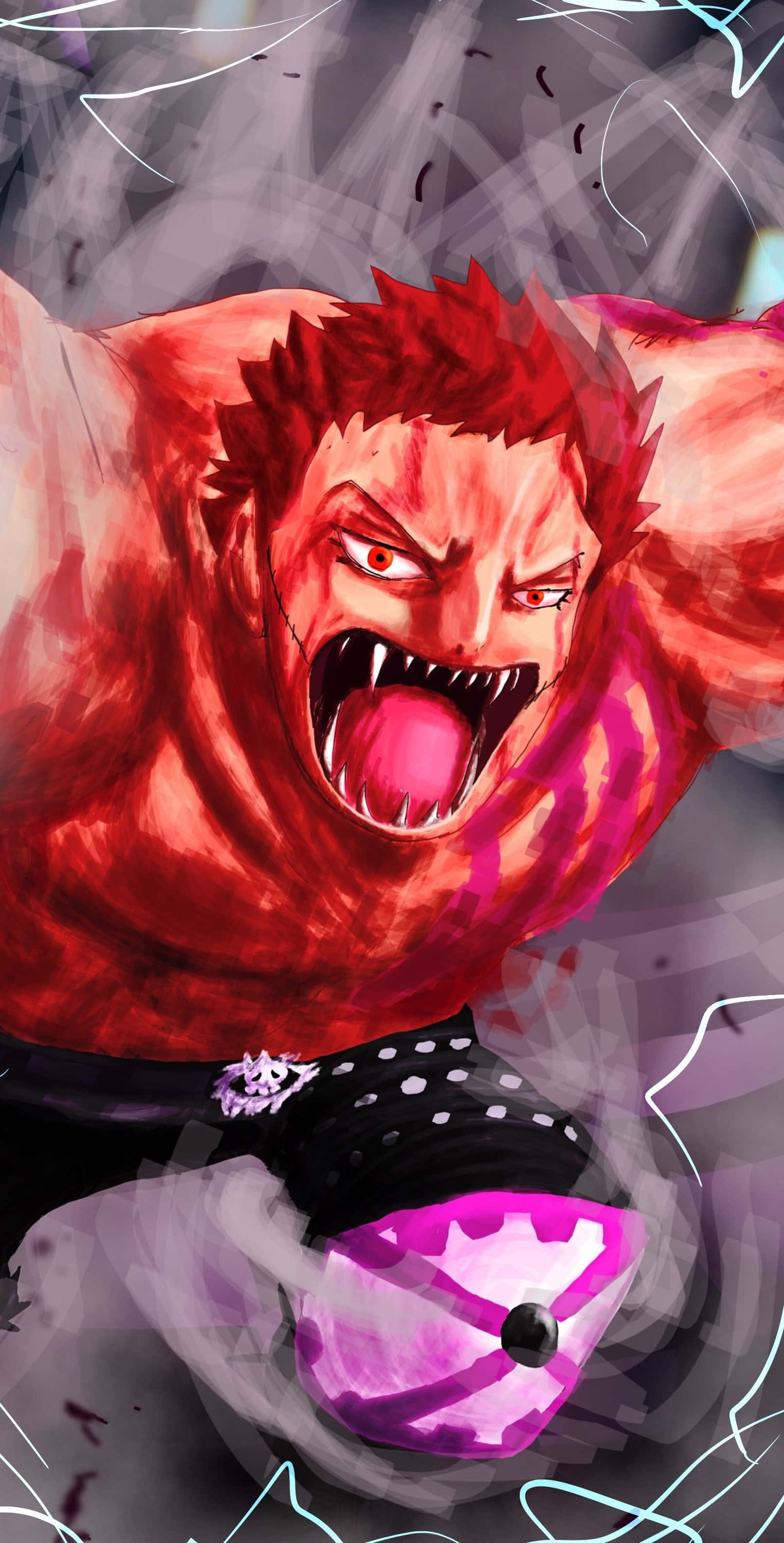 Charlotte Katakuri, red-haired, glowing eyes, 2K Phone Wallpaper
