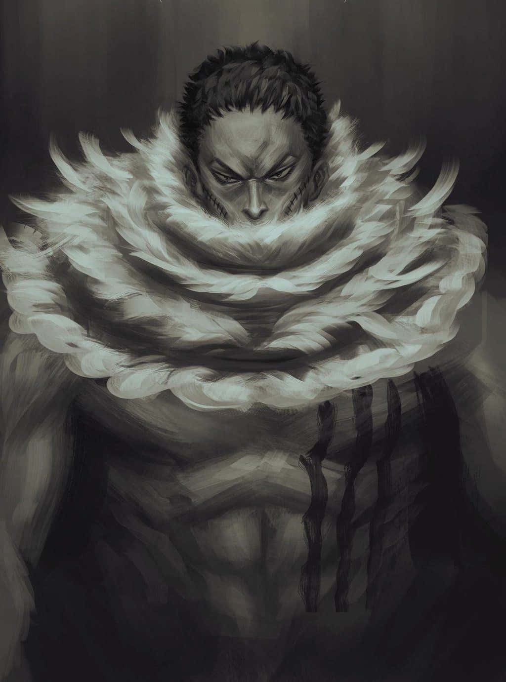 Charlotte Katakuri, fur-lined cloak, stern expression, HD Phone Wallpaper