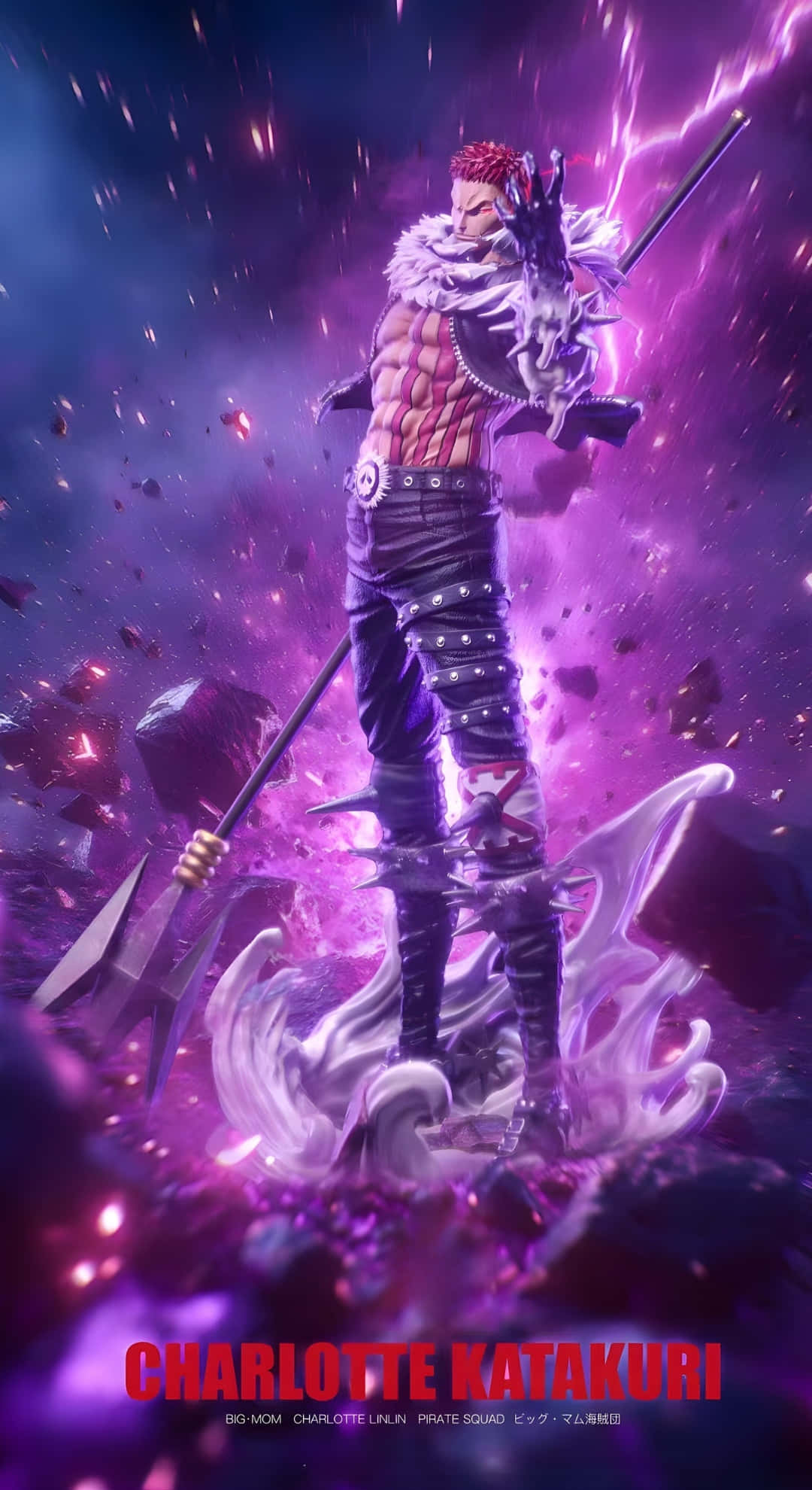 Charlotte Katakuri, red hair, white fur collar, Full HD Phone Wallpaper