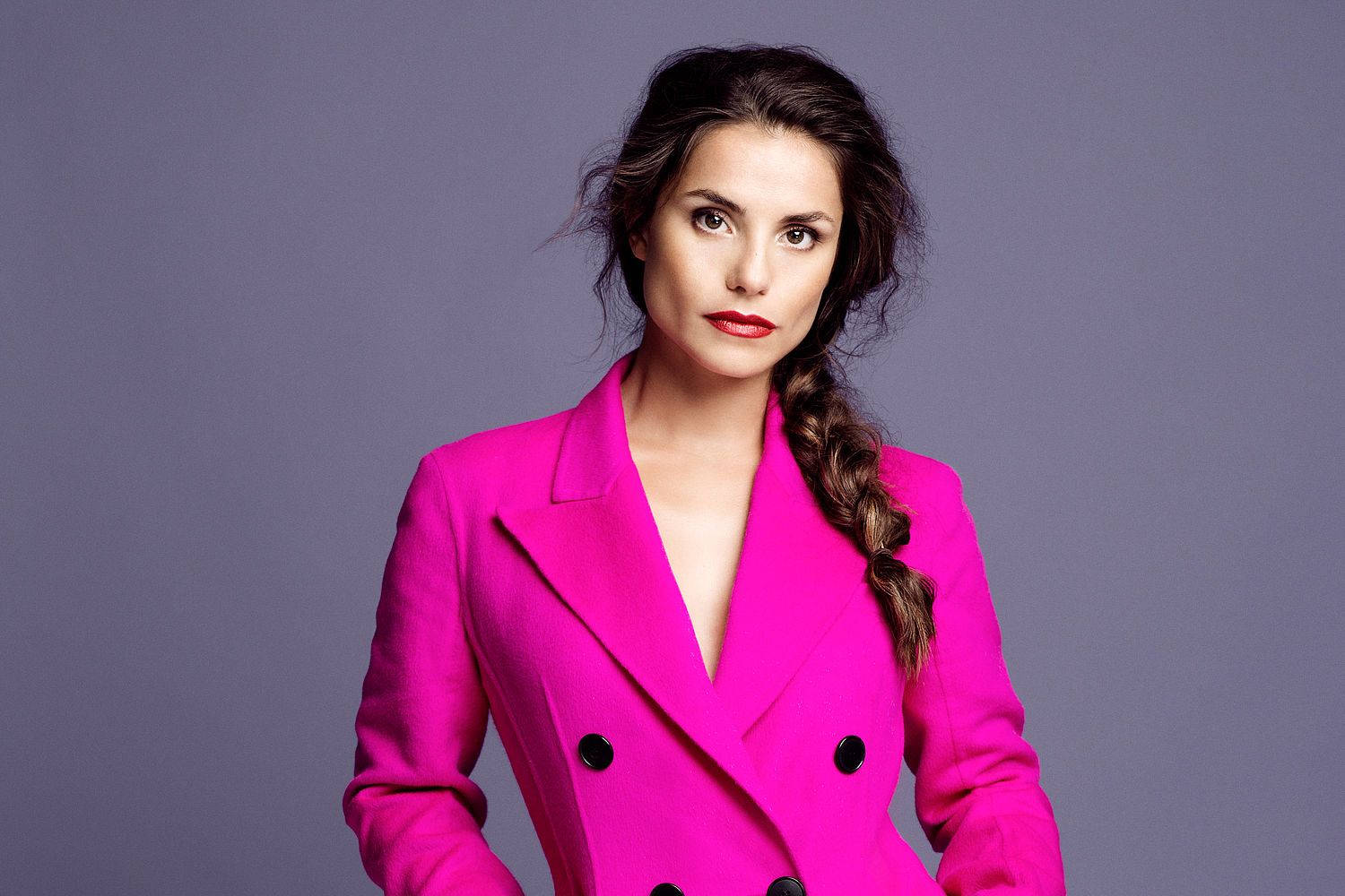 Charlotte Riley, hot pink suit, vibrant pink double-breasted coat, HD Desktop Wallpaper
