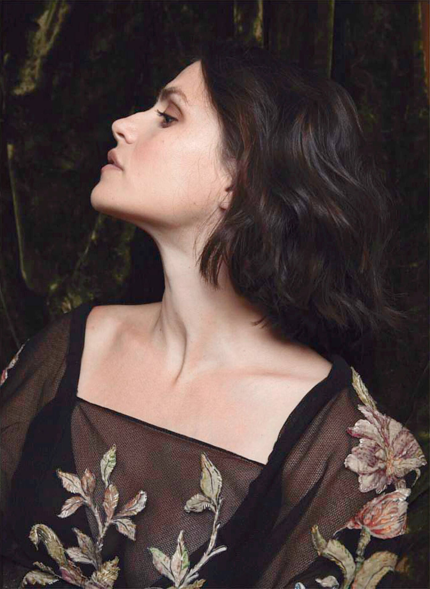 Charlotte Riley, dark wavy hair, sheer black floral top, Full HD Phone Wallpaper