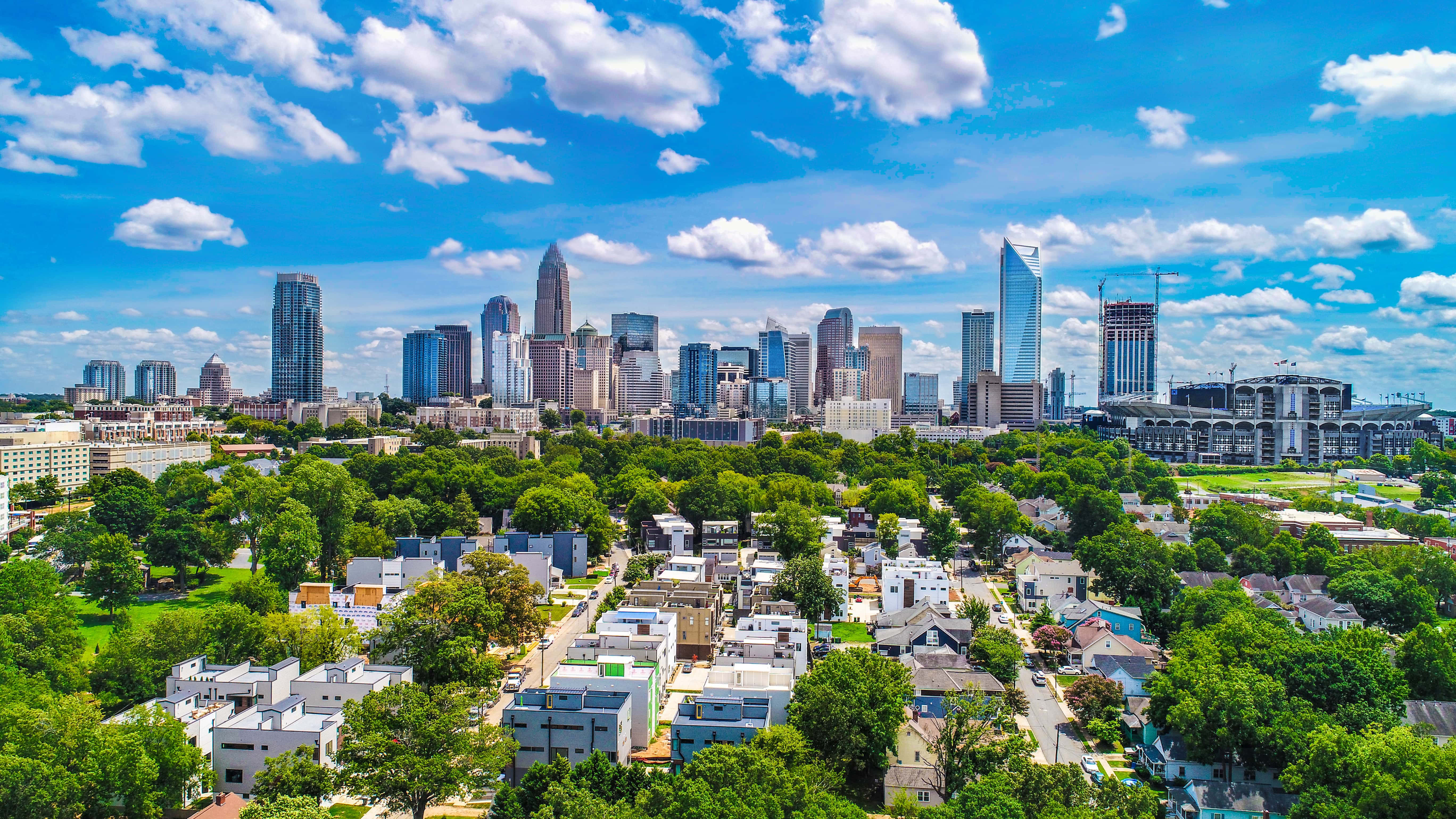 Charlotte, skyline, summer day, 5K Desktop Wallpaper