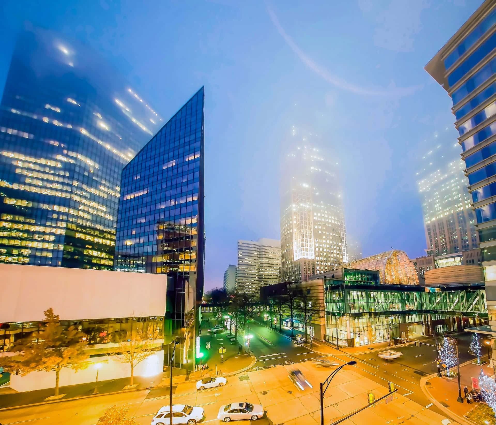 Charlotte, cityscape, twilight, HD Desktop Wallpaper