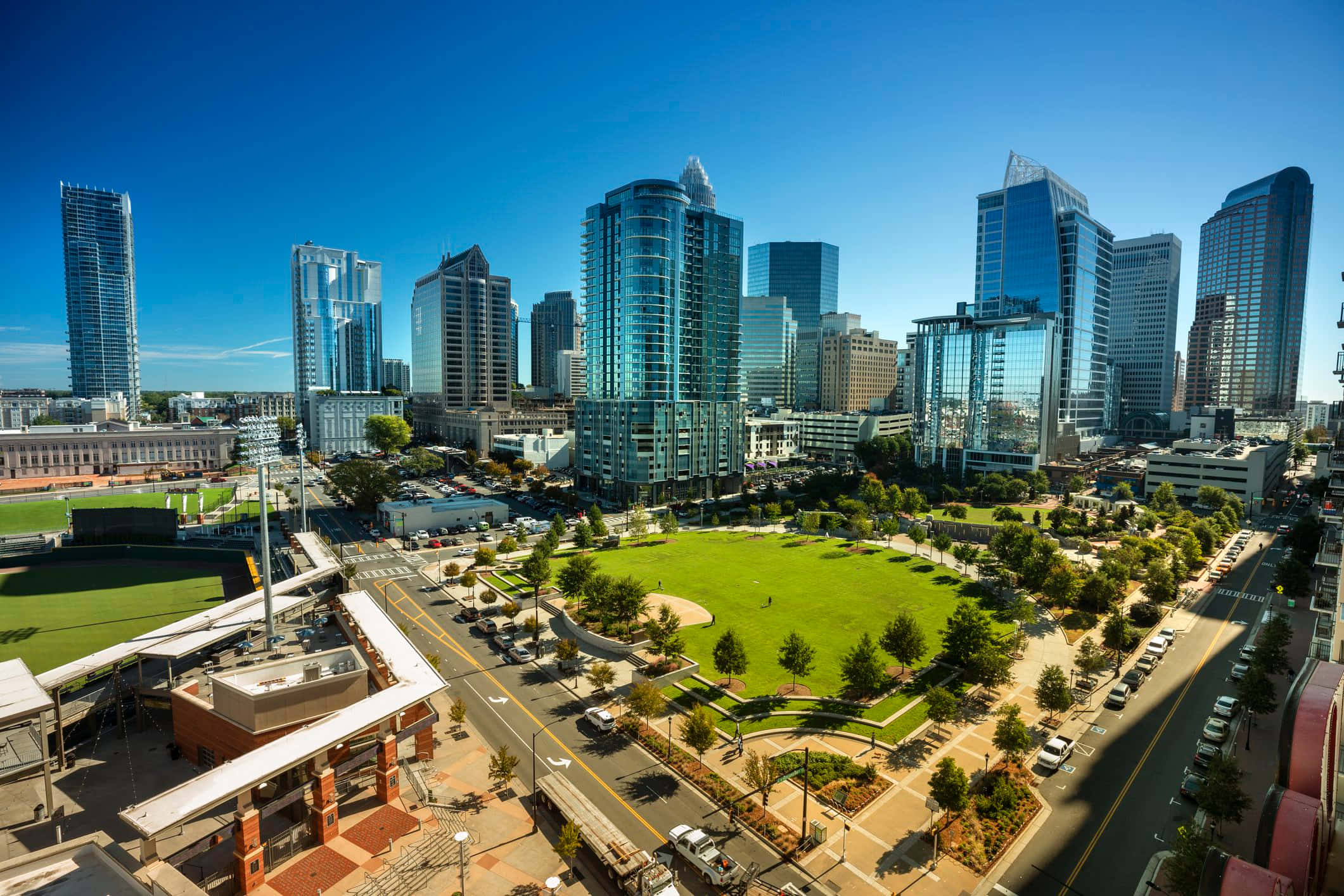 Charlotte, skyline, panorama, Full HD Desktop Wallpaper