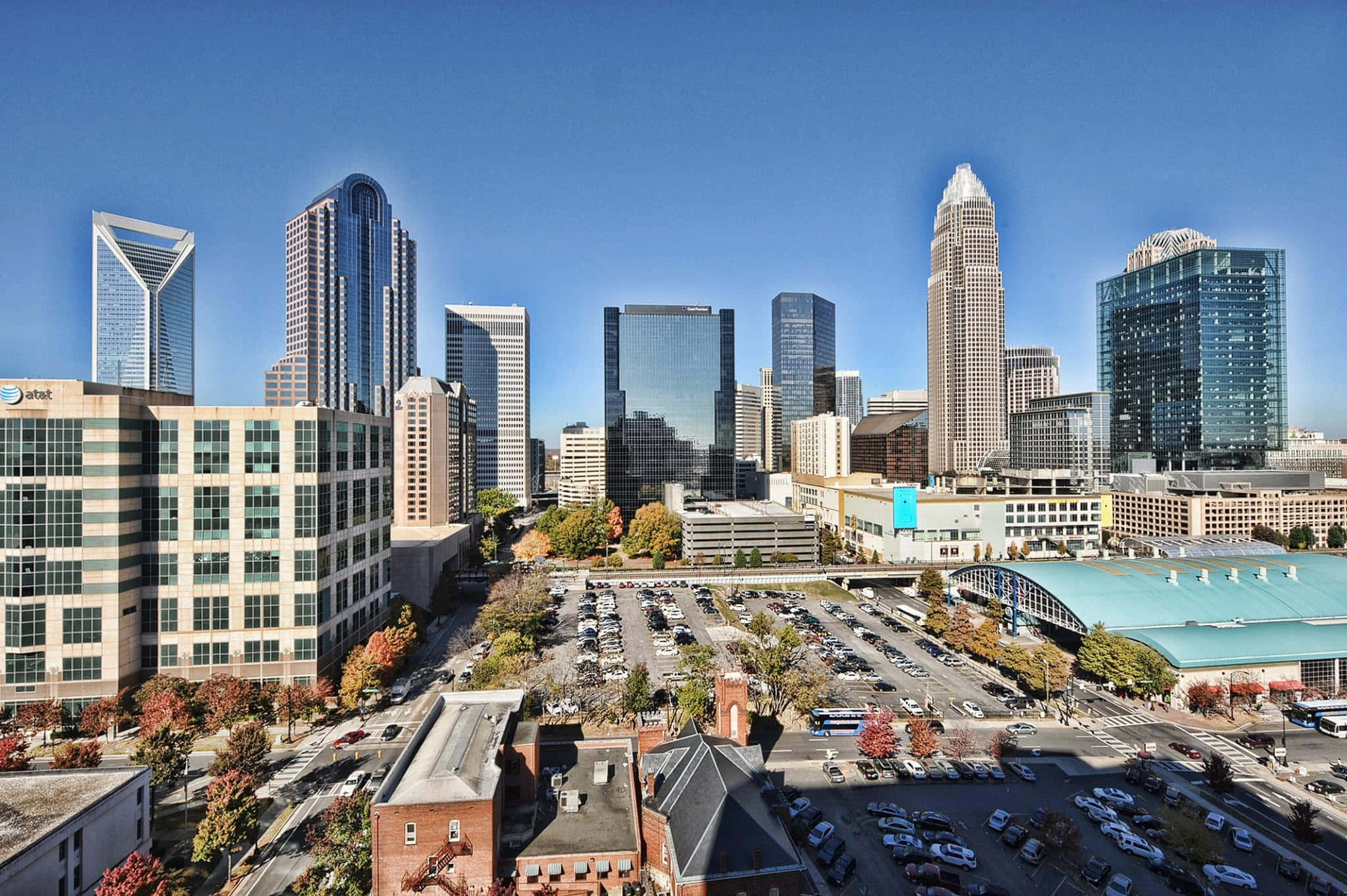 Charlotte, skyline, daytime, Full HD Desktop Wallpaper