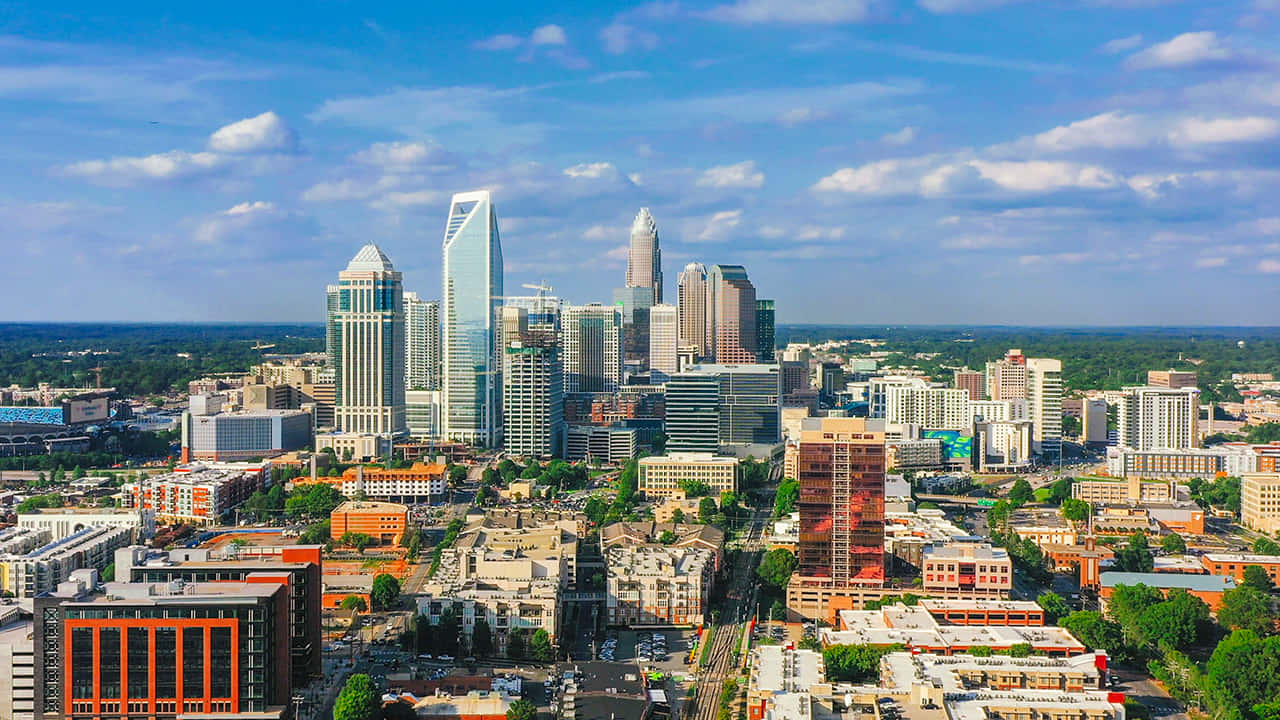 Charlotte, skyline, aerial view, HD Desktop Wallpaper