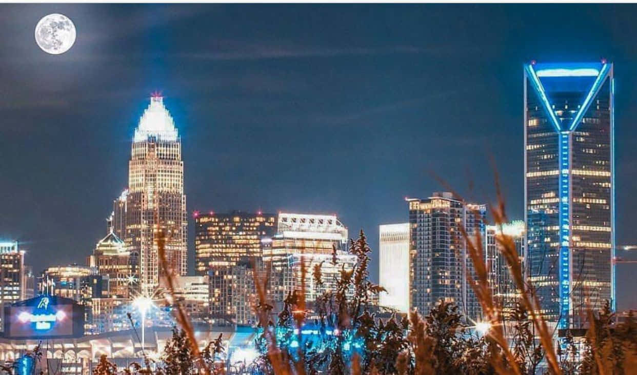 Charlotte, skyline, night view, SD Desktop Wallpaper