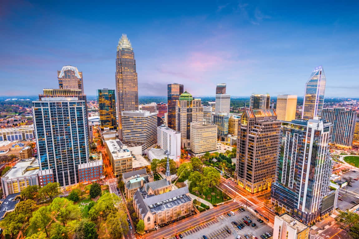 Charlotte, skyline, dusk, SD Desktop Wallpaper