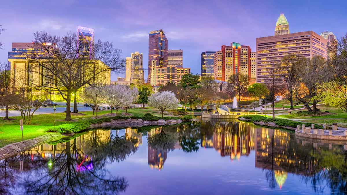 Charlotte, skyline, dusk, SD Desktop Wallpaper
